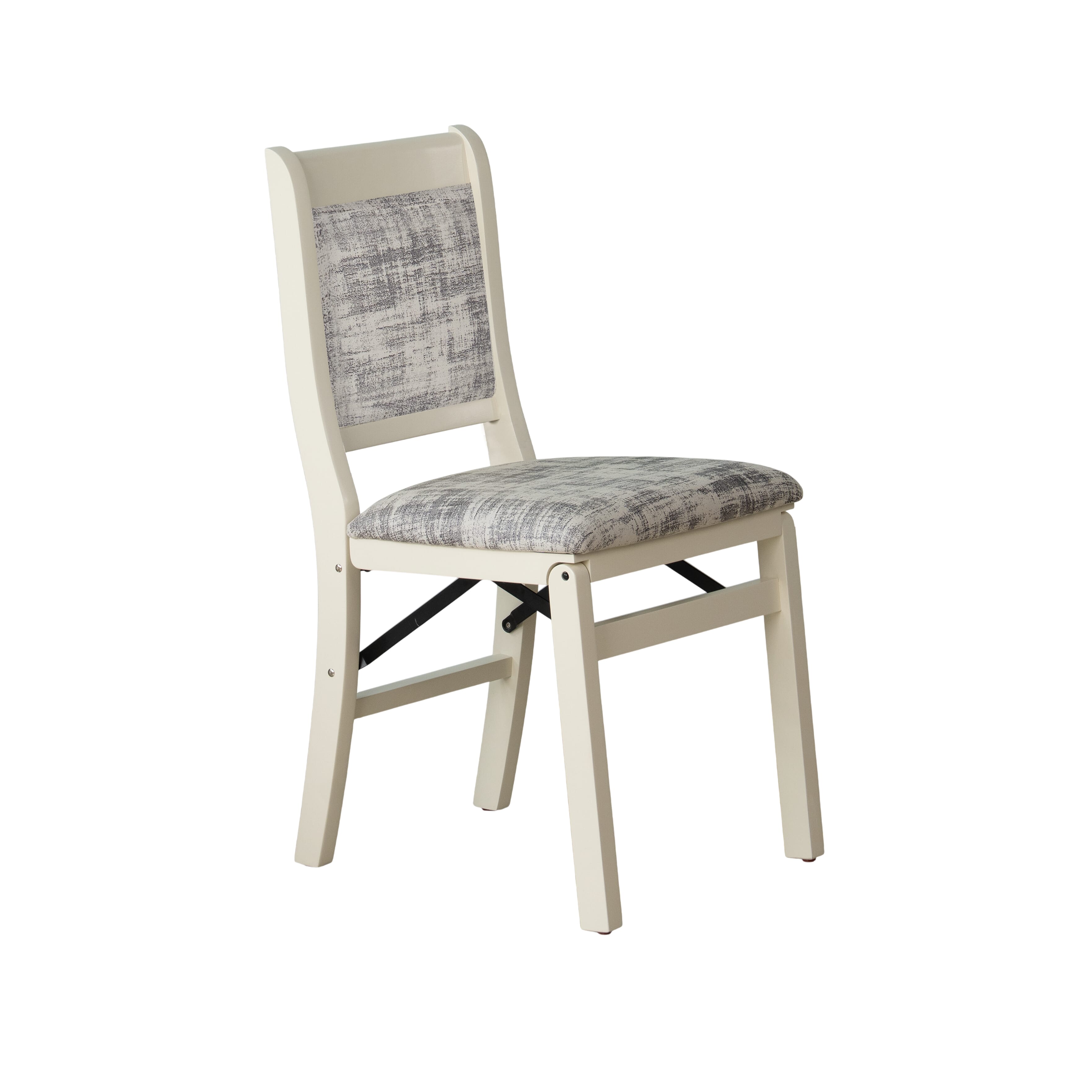 East West Furniture - WCC-LWH-30, A Solid Wood Waco Folding Parson Dining Room Chairs with PU Leather Seat, Ready to Use, Cushioned Back Design, Set of 2, Linen White Finish