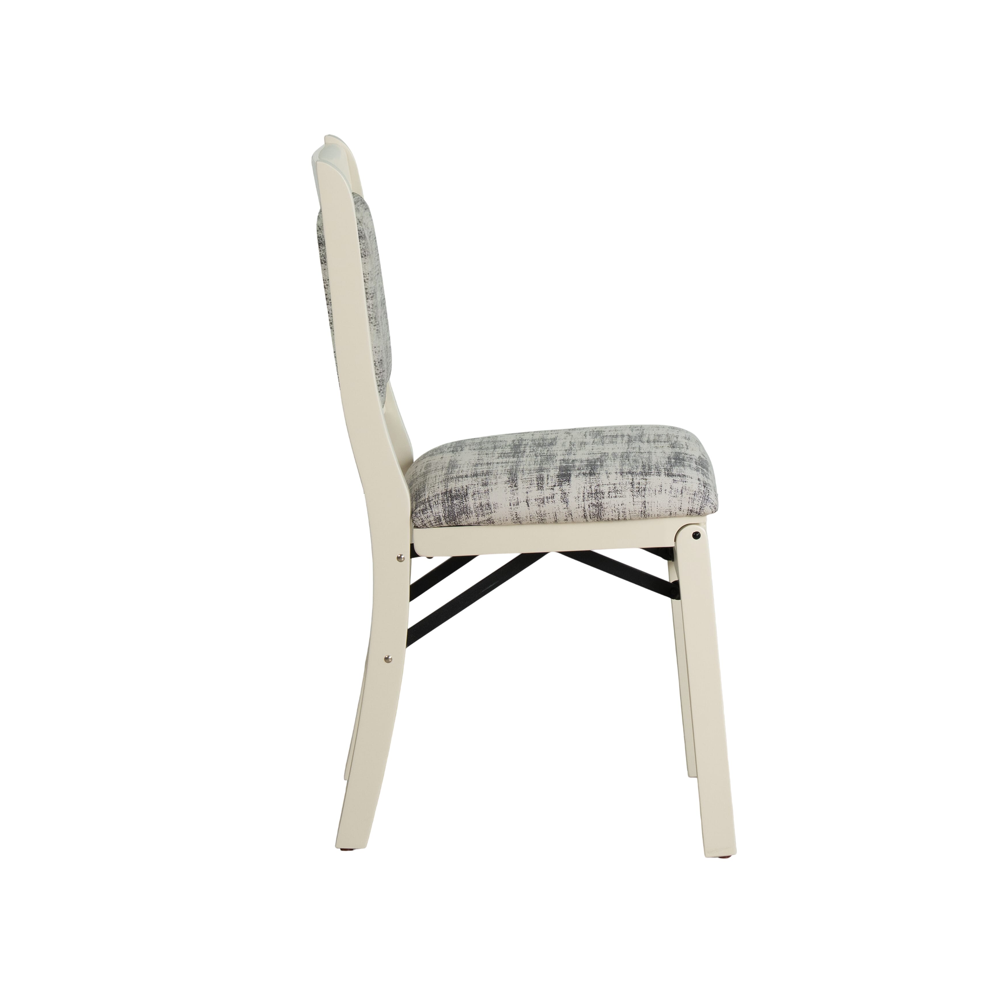 East West Furniture - WCC-LWH-30, A Solid Wood Waco Folding Parson Dining Room Chairs with PU Leather Seat, Ready to Use, Cushioned Back Design, Set of 2, Linen White Finish