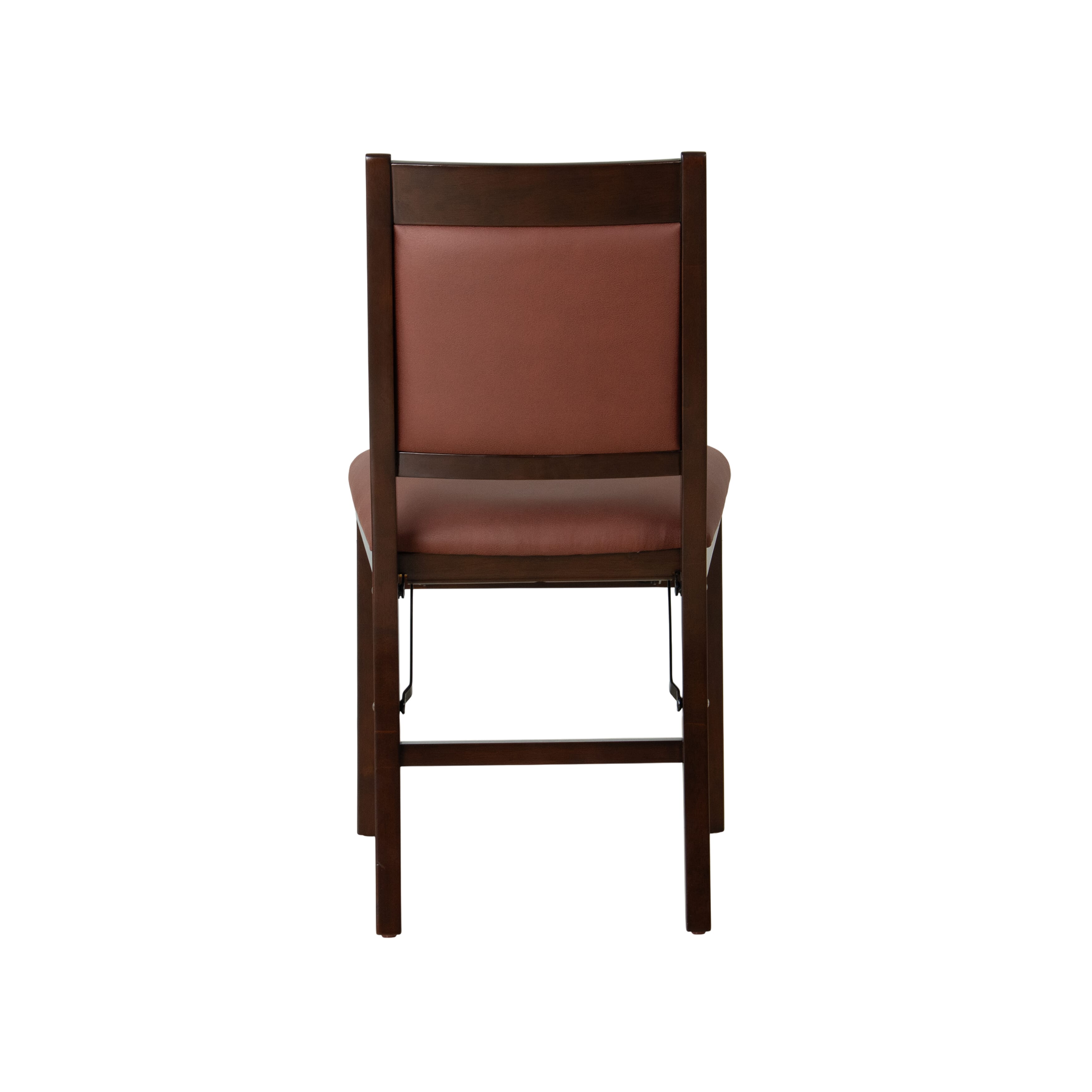 East West Furniture - WCC-MAH-26 - Waco Folding Solid Wood Kitchen Chairs with Faux Leather Seat, Fully Assembled, Padded Back Design, Set of 2, Mahogany Finish