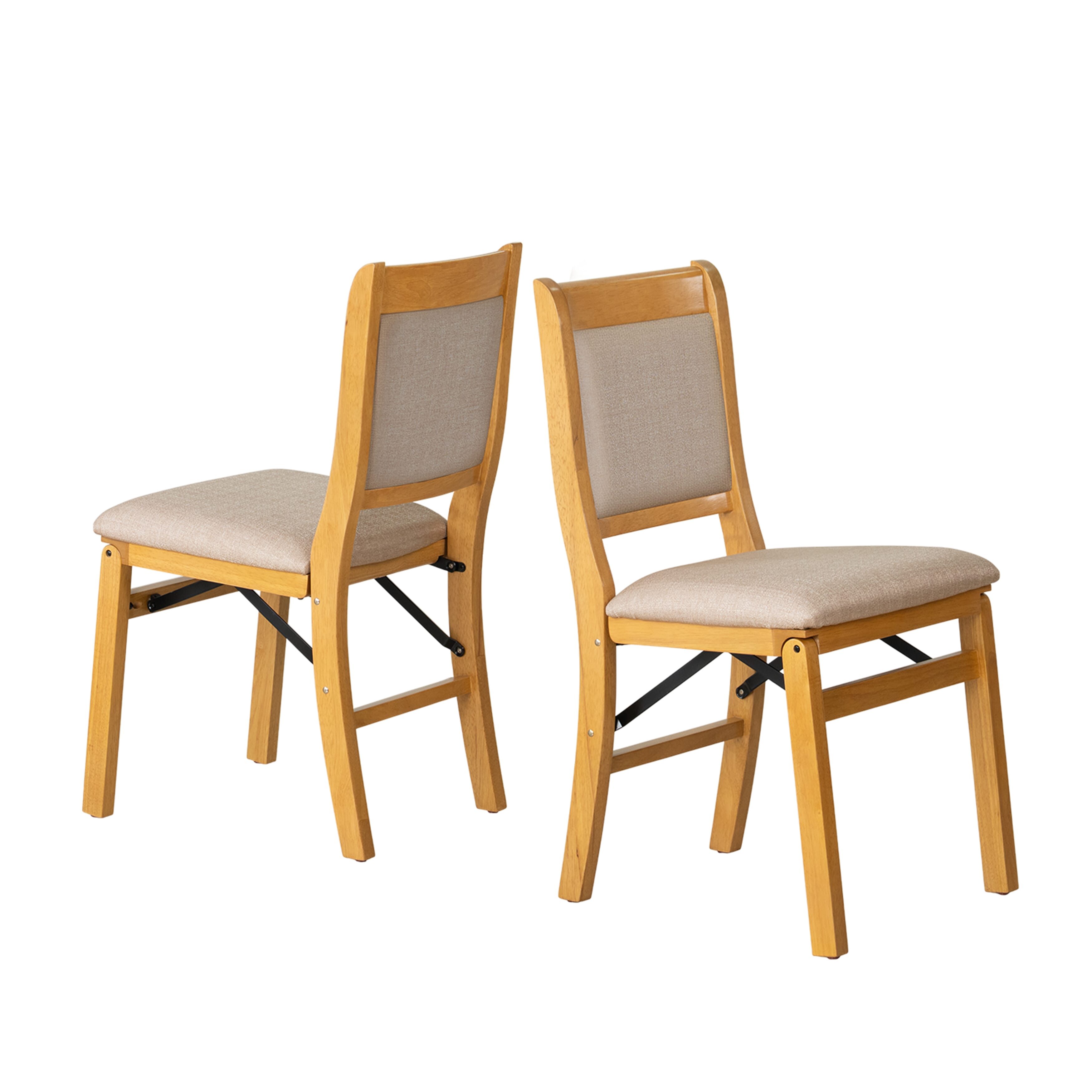 East West Furniture - WCC-OAK-03 - Waco Folding Modern Dining Chairs with PU Leather Seat, Padded Back Design, Set of 2, No Assembly Required, Oak Wood Finish