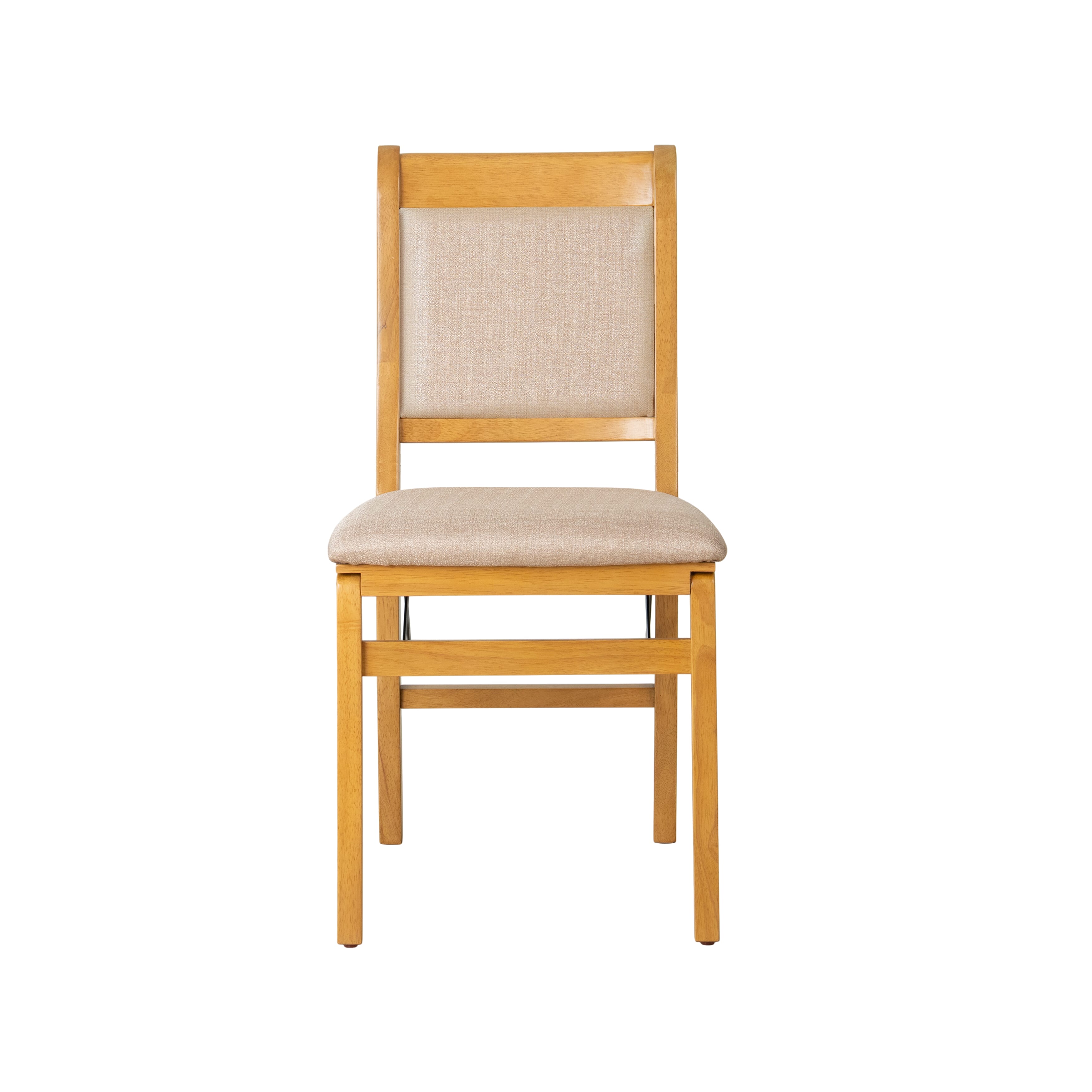 East West Furniture - WCC-OAK-03 - Waco Folding Modern Dining Chairs with PU Leather Seat, Padded Back Design, Set of 2, No Assembly Required, Oak Wood Finish