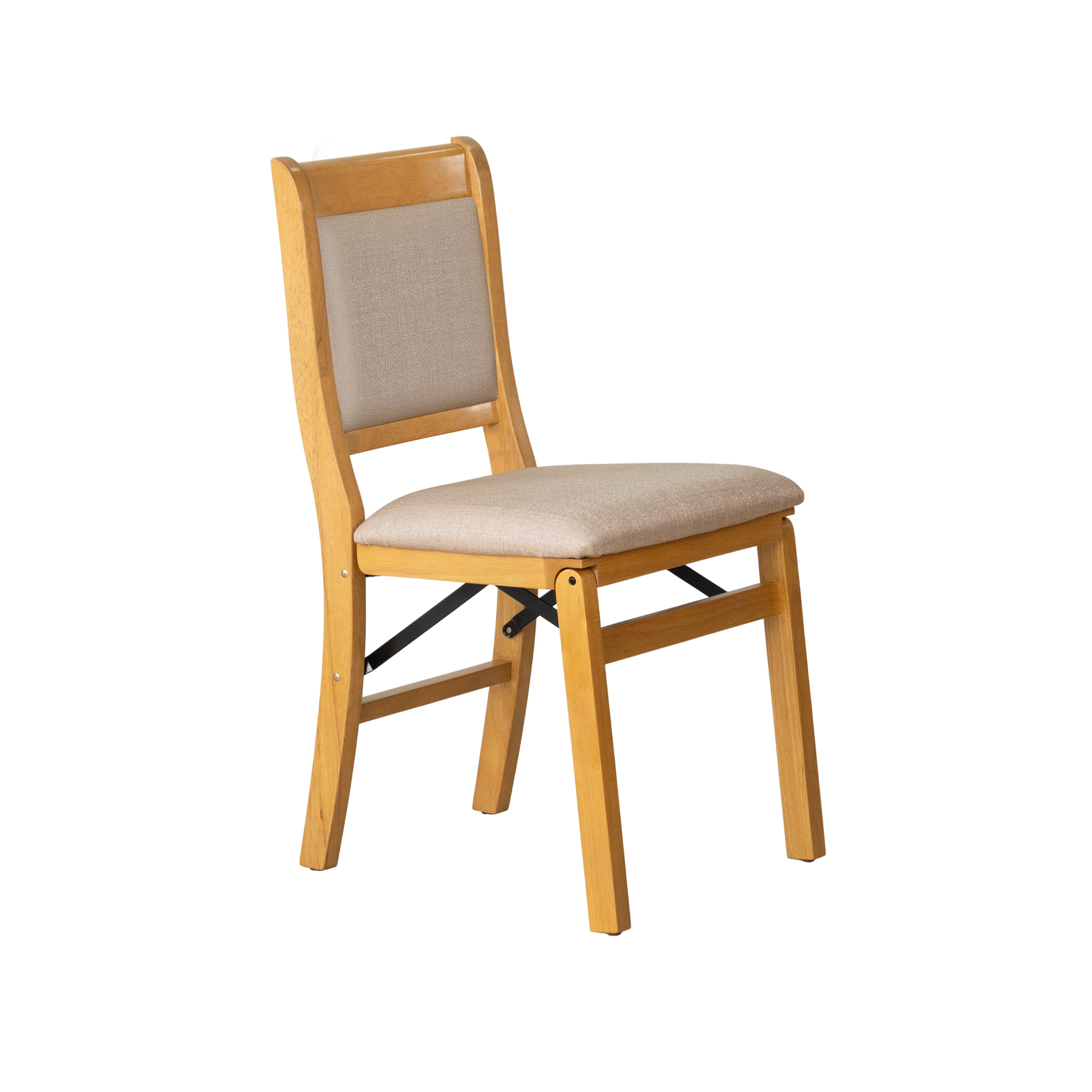 East West Furniture - WCC-OAK-03 - Waco Folding Modern Dining Chairs with PU Leather Seat, Padded Back Design, Set of 2, No Assembly Required, Oak Wood Finish