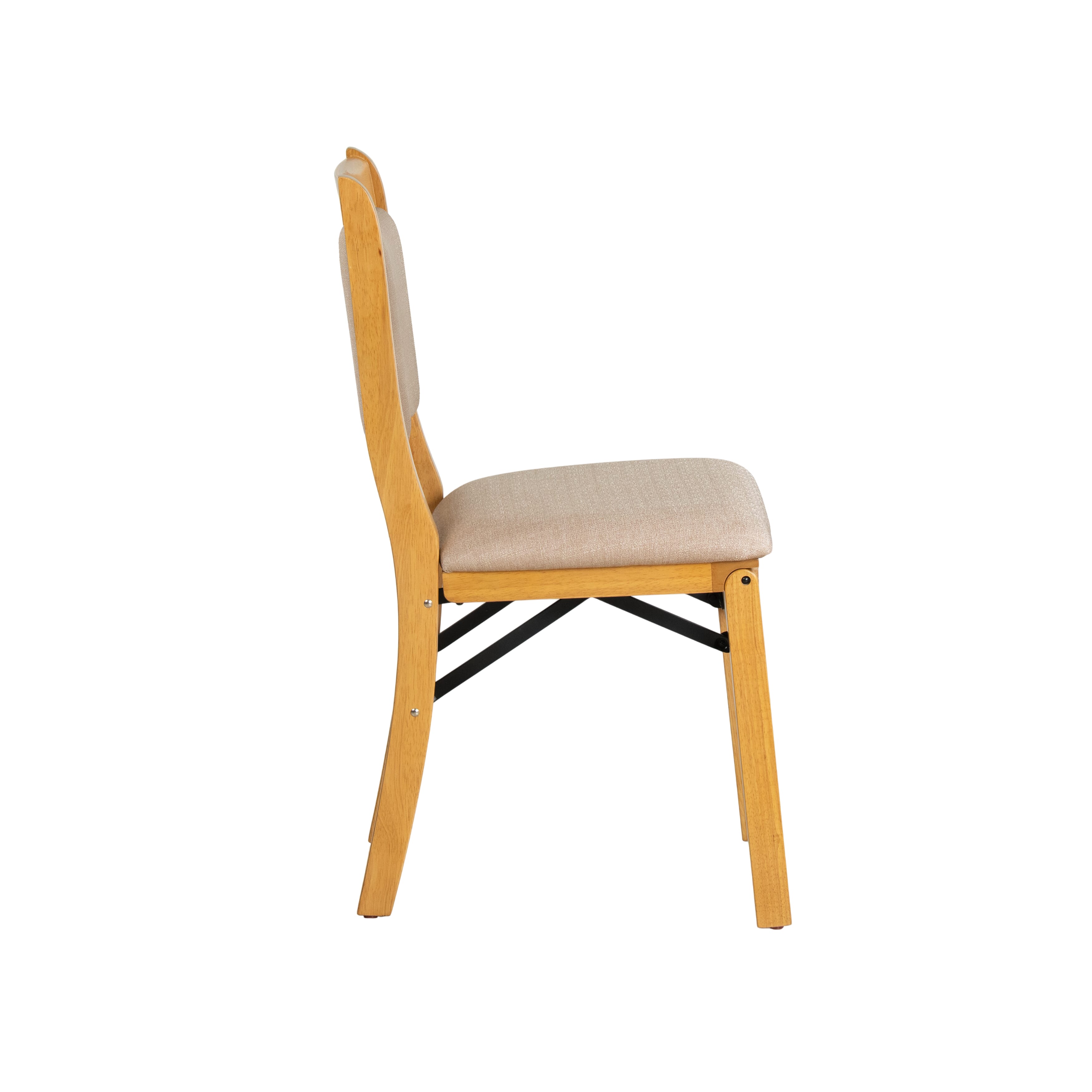 East West Furniture - WCC-OAK-03 - Waco Folding Modern Dining Chairs with PU Leather Seat, Padded Back Design, Set of 2, No Assembly Required, Oak Wood Finish