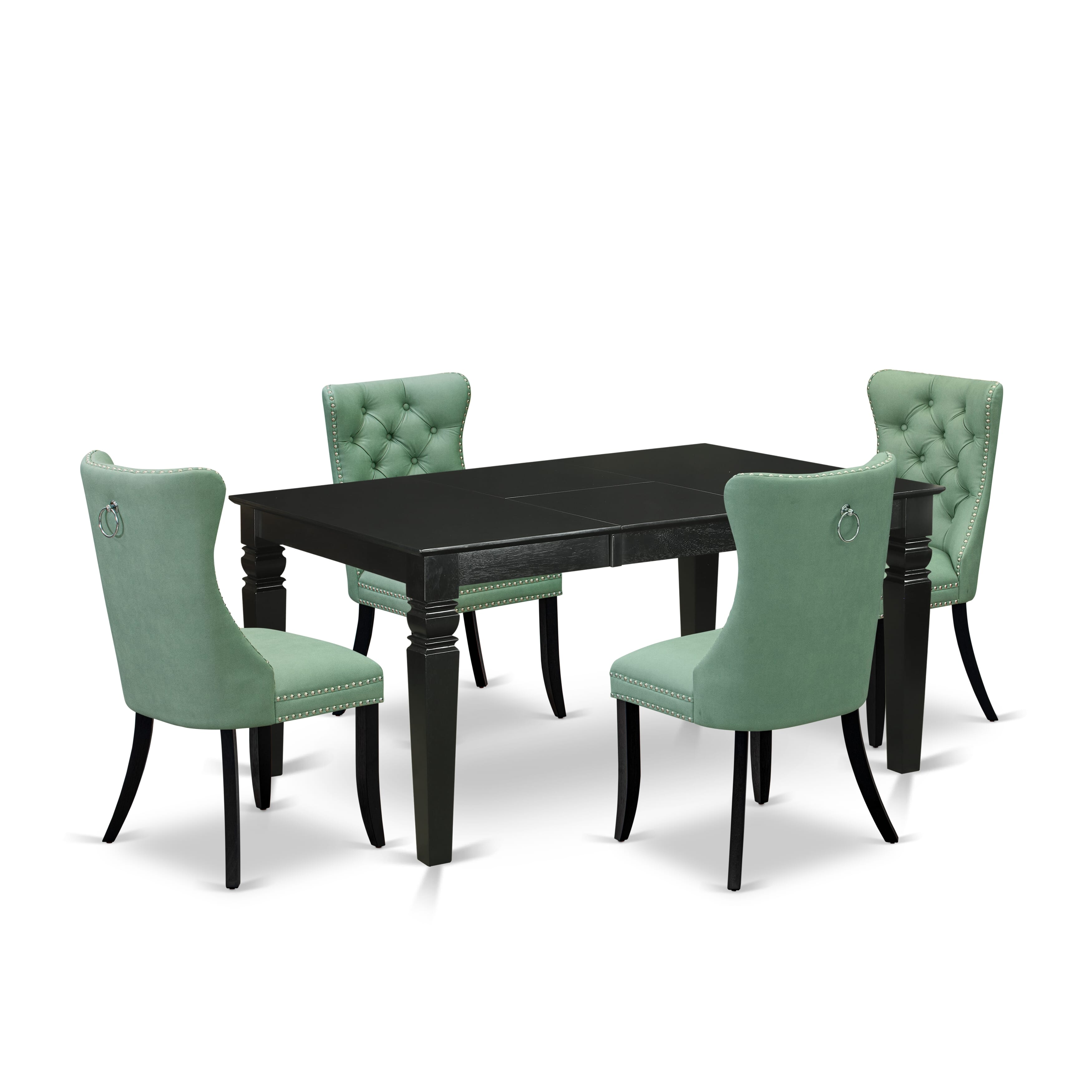 East West Furniture WEDA5-BLK-22 5 Piece Dinette Set Includes a Rectangle Wooden Table with Removable leaf and 4 Parson Dining Chairs, 42x60 Inch, Black
