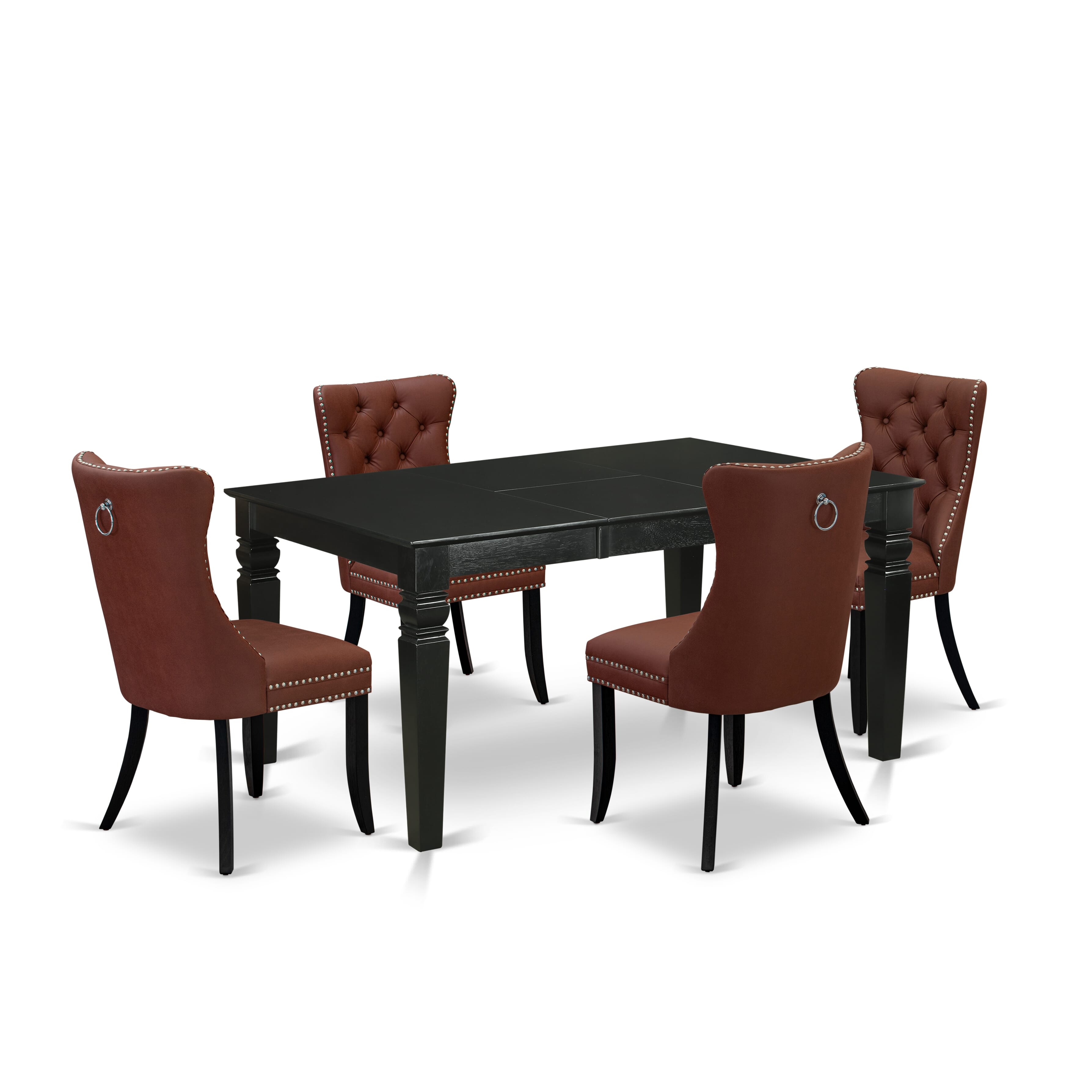 East West Furniture WEDA5-BLK-26 5 Piece Dinette Set Contains a Rectangle Dining Table with Removable leaf and 4 Parson Chairs, 42x60 Inch, Black