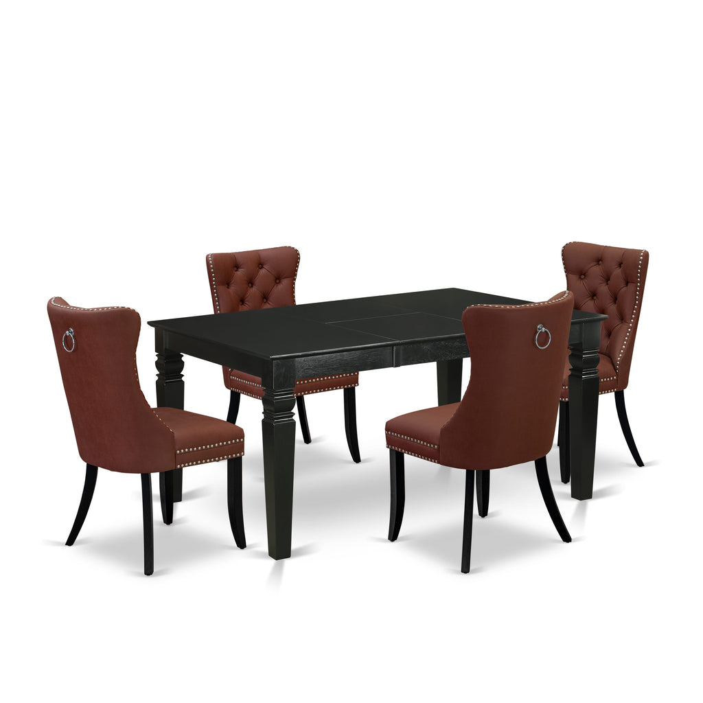 East West Furniture WEDA5-BLK-26 5 Piece Dinette Set Contains a Rectangle Dining Table with Removable leaf and 4 Parson Chairs, 42x60 Inch, Black