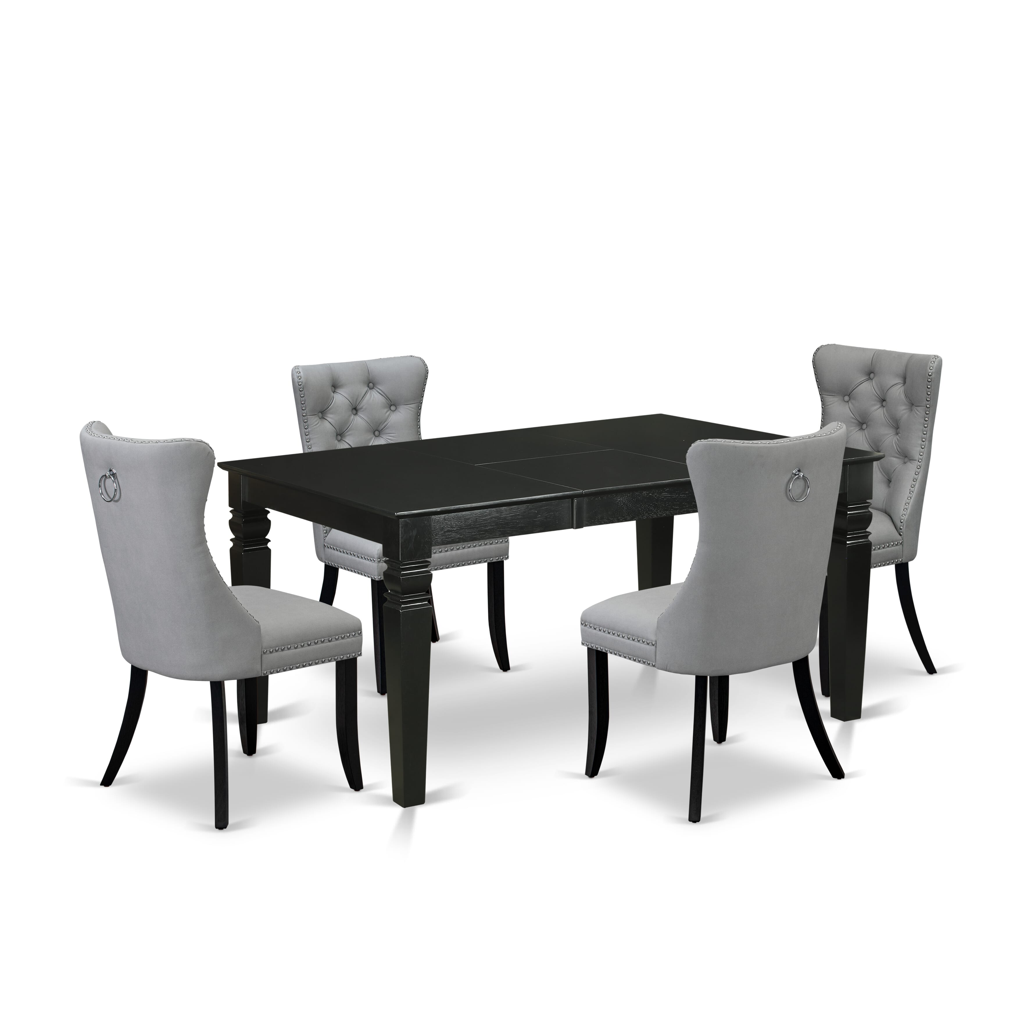 East West Furniture WEDA5-BLK-27 5 Piece Dining Table Set Contains a Rectangle Wooden Table with Removable leaf and 4 Upholstered Chairs, 42x60 Inch, Black