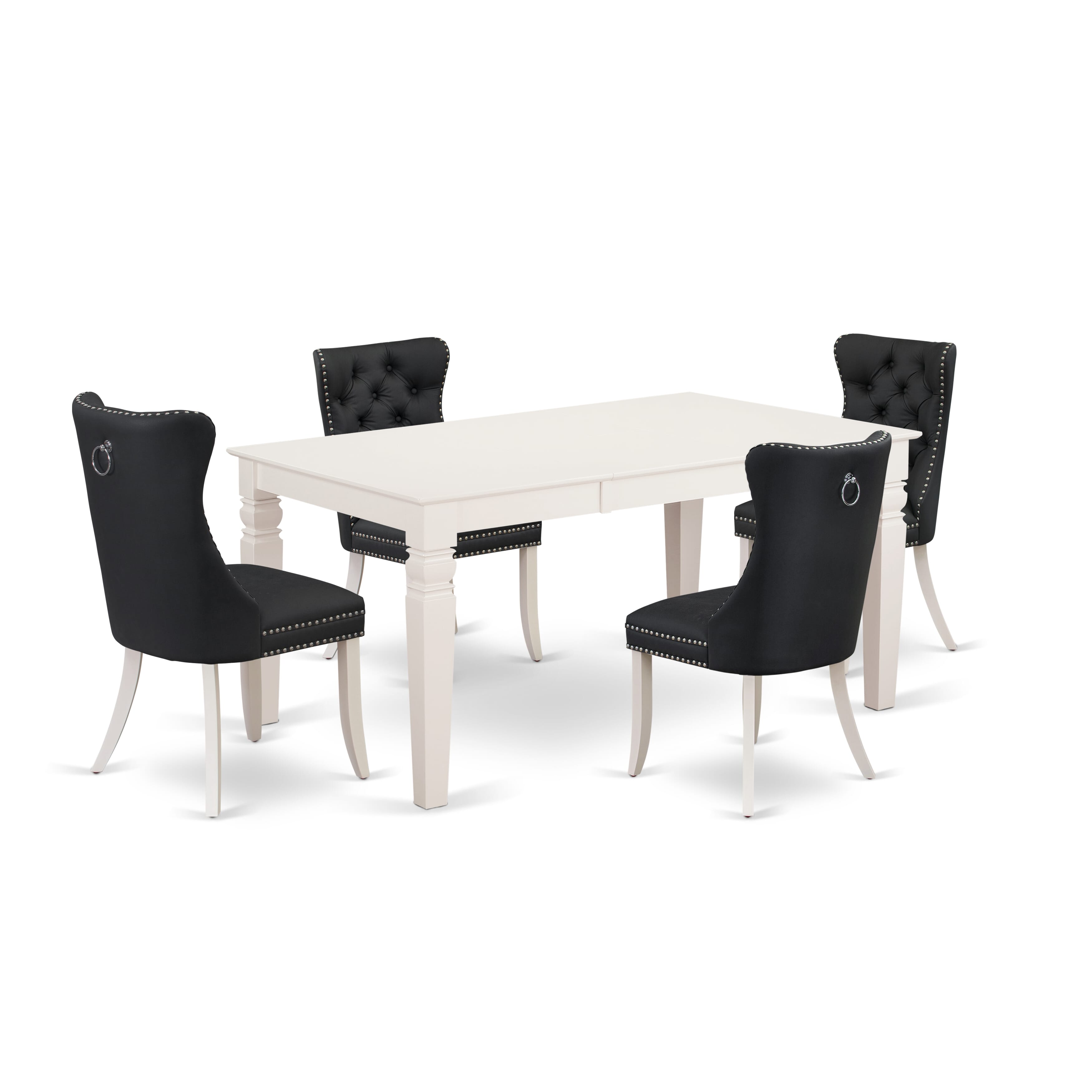 East West Furniture WEDA5-WHI-12 5 Piece Dining Table Set Contains a Rectangle Kitchen Table with Removable leaf and 4 Upholstered Chairs, 42x60 Inch, linen white
