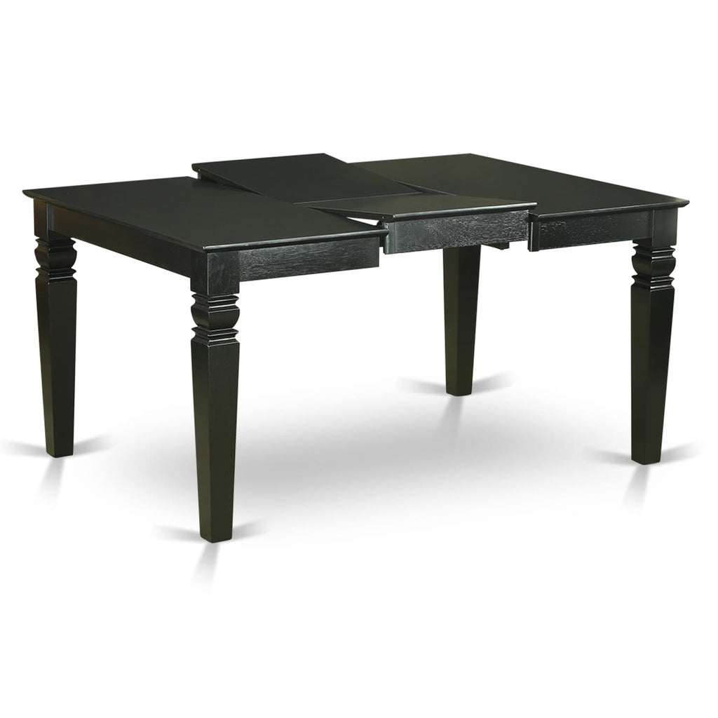 East West Furniture WEX27-BLK-30 -7 Piece Dining Set Includes a Rectangular Kitchen Table with Black Tabletop and 6 Stackable Faux Leather Chairs
