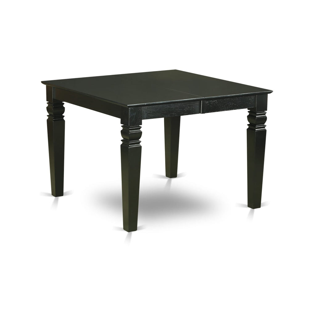 East West Furniture WEX27-BLK-30 -7 Piece Dining Set Includes a Rectangular Kitchen Table with Black Tabletop and 6 Stackable Faux Leather Chairs