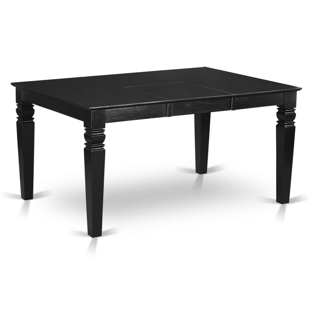 East West Furniture WEDA7-BLK-32 7 Piece Dining Table Set Includes a Rectangle Kitchen Table with Removable leaf and 6 Upholstered Chairs, 42x60 Inch, Black
