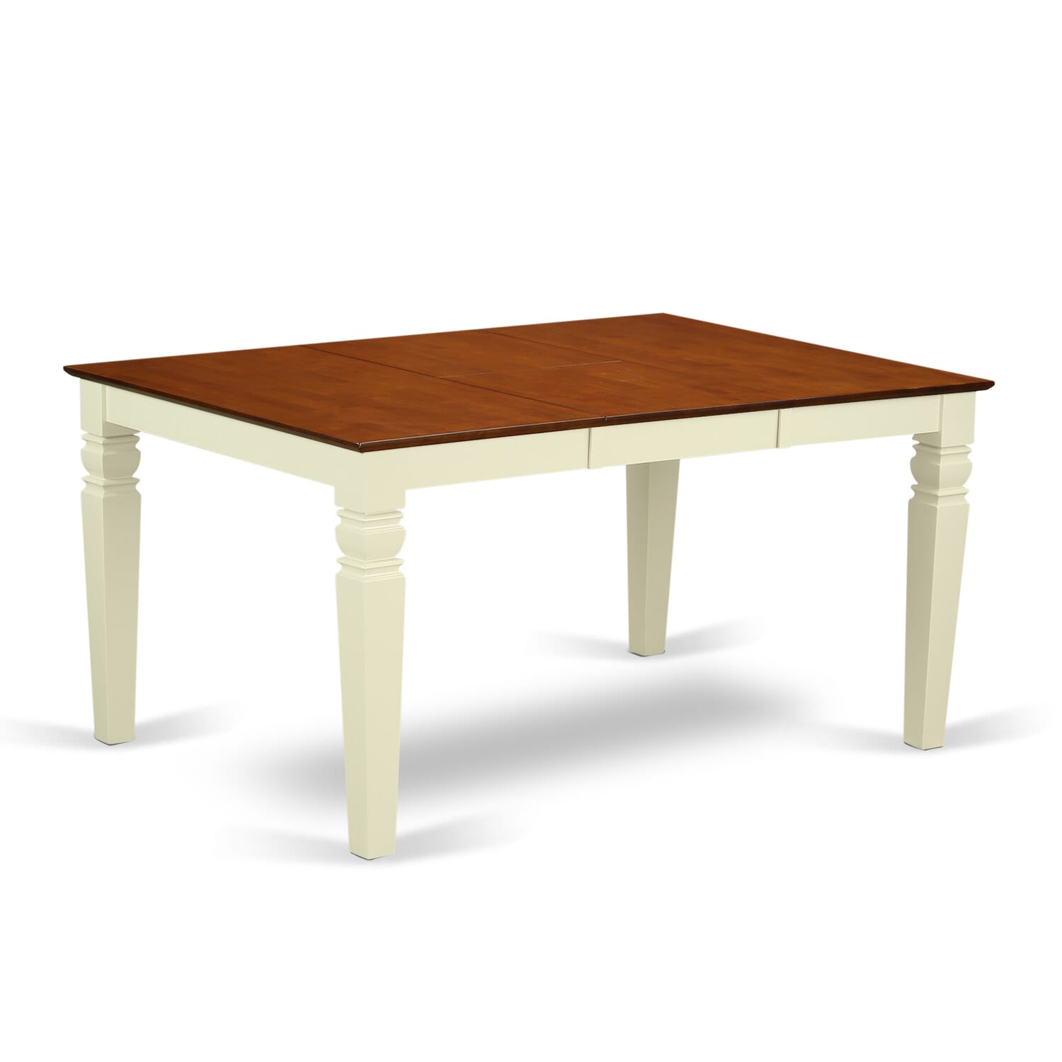 WET-BMK-T Weston Rectangular Dining Table with 18 in butterfly Leaf in Buttermilk and Cherry finish