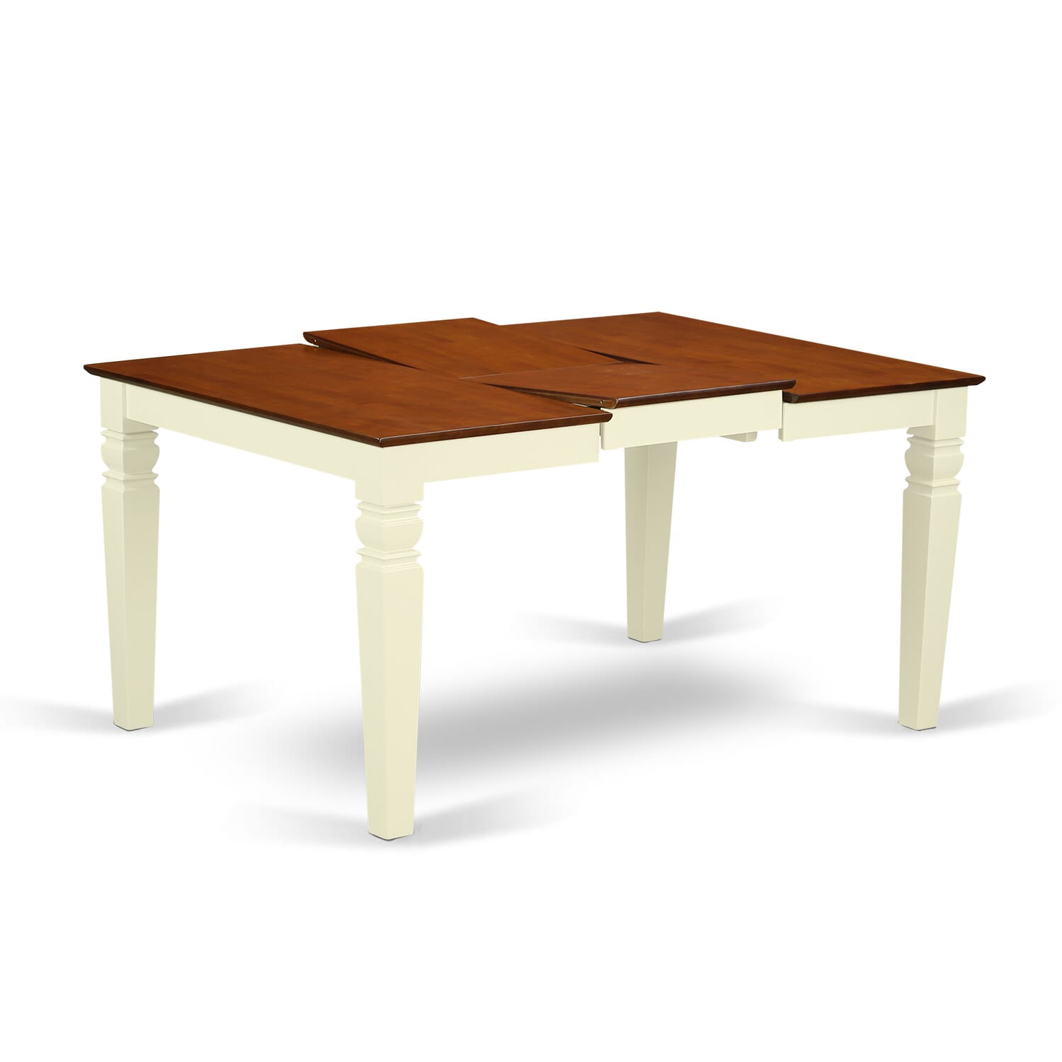 WET-BMK-T Weston Rectangular Dining Table with 18 in butterfly Leaf in Buttermilk and Cherry finish