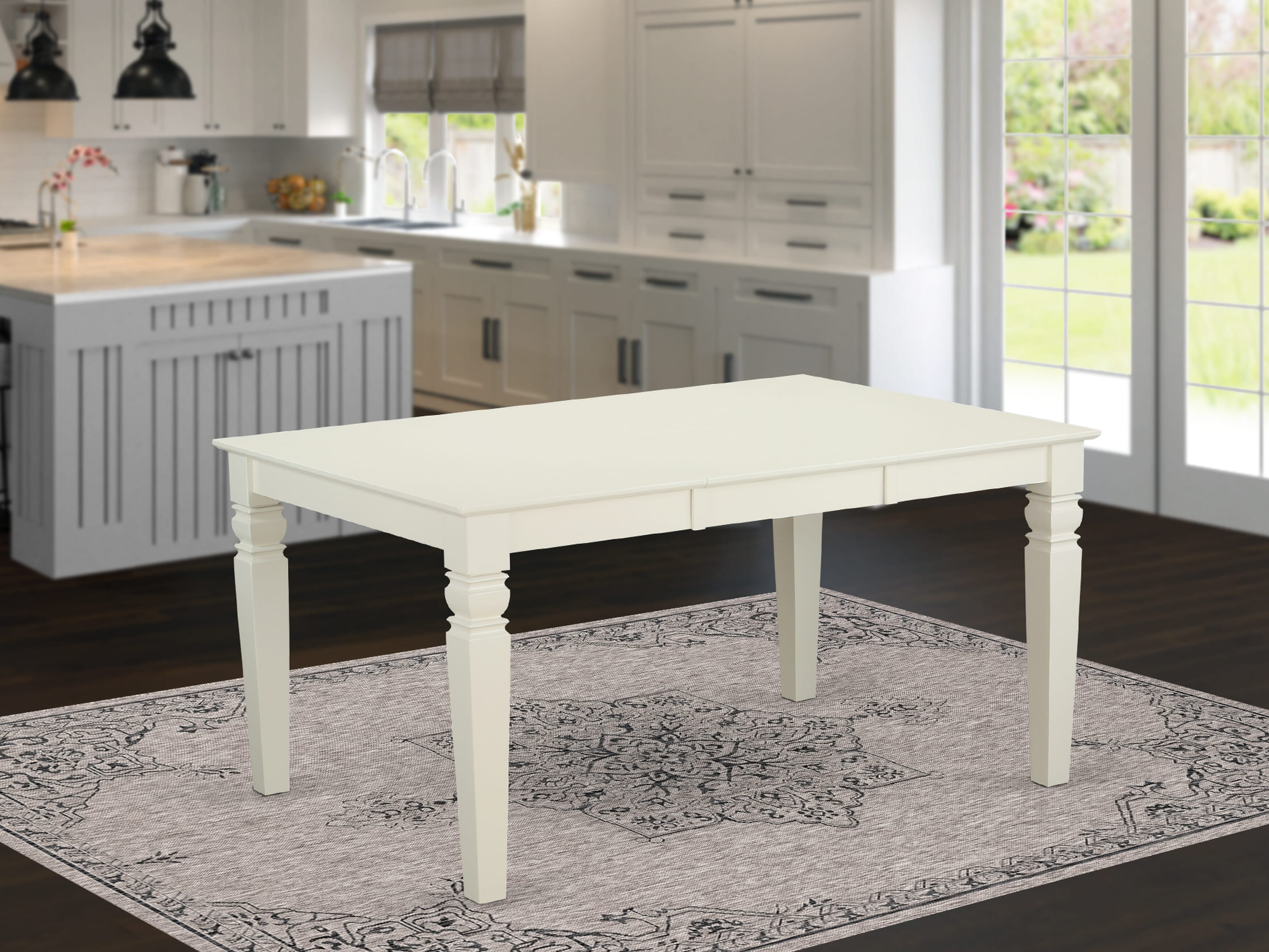WET-WHI-T Weston Rectangular Dining Table with 18 in butterfly Leaf in Linen White
