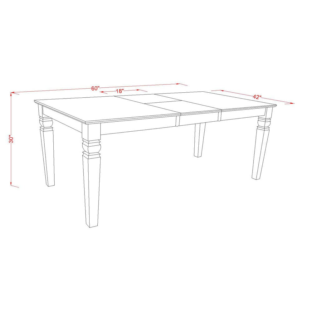 East West Furniture WEDA7-WHI-12 7 Piece Modern Dining Table Set Includes a Rectangle Kitchen Table with Butterfly Leaf and 6 Upholstered Chairs