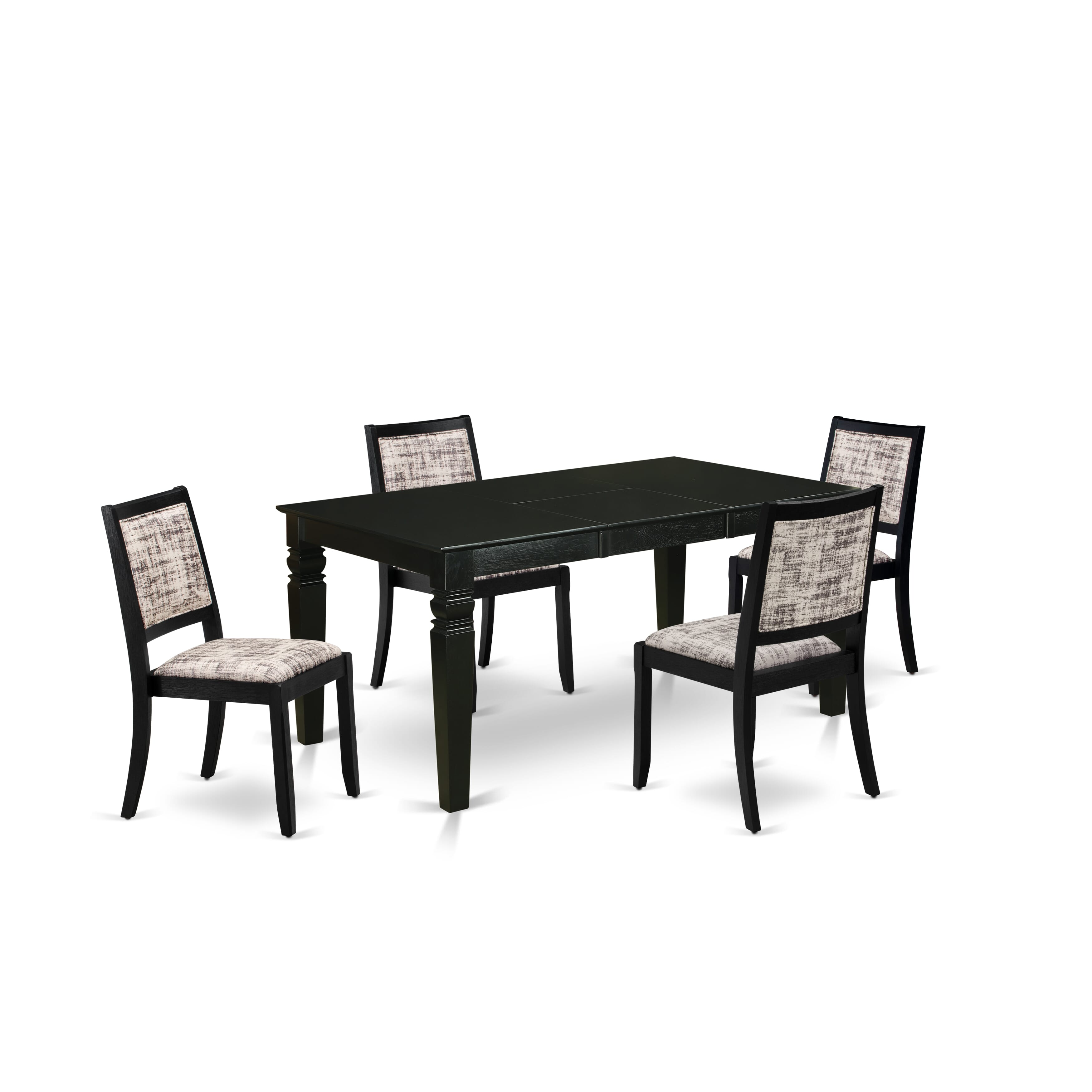 East West Furniture WEX25-BLK-30 -5 Piece Dining Set Includes a Rectangular Table and 4 Stackable Faux Leather Fabric Chairs, Black