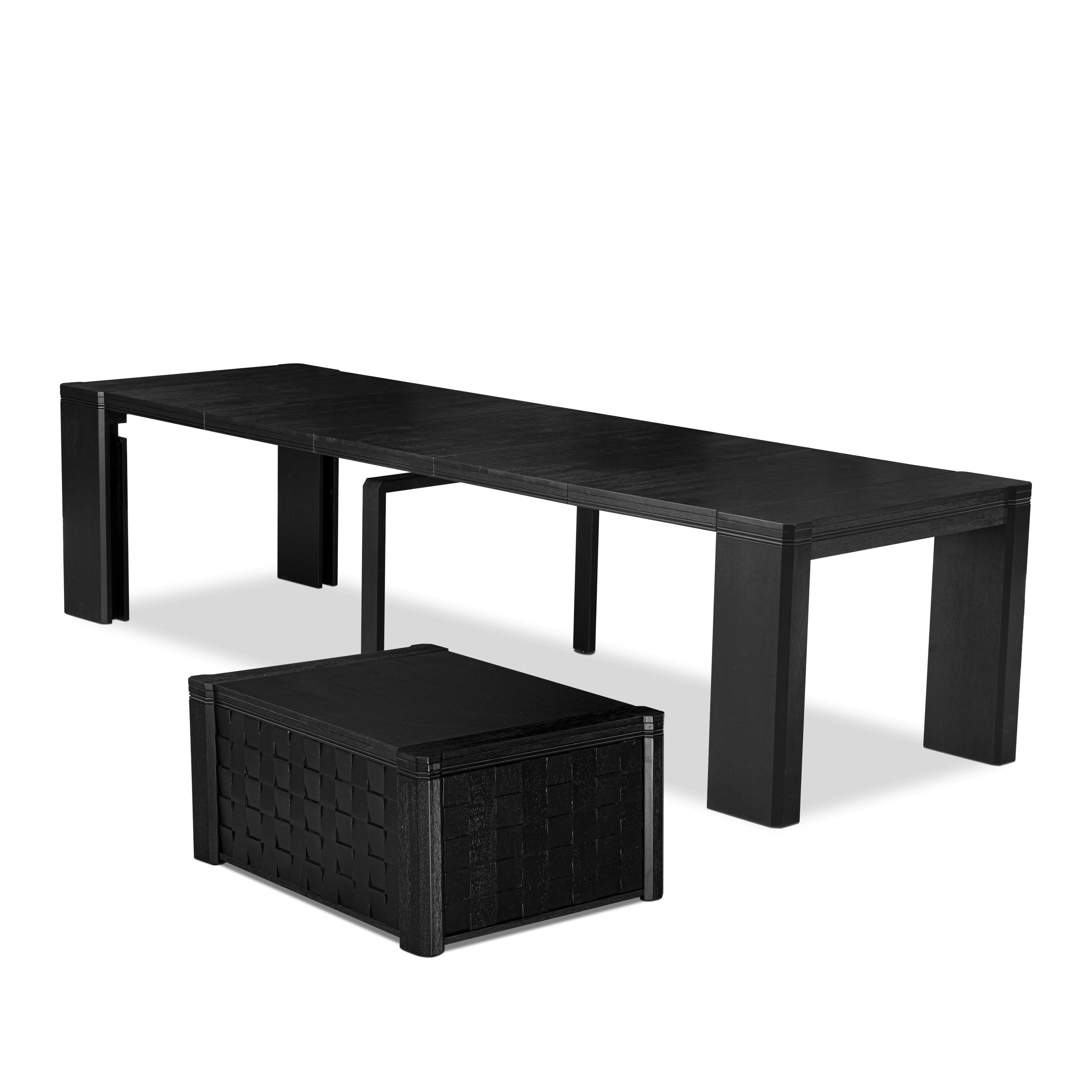 Luxe by East West Furniture - X0000-0C6-00 - 2-Piece dining table set includes a wire brushed black dining table and an antique white coffee table