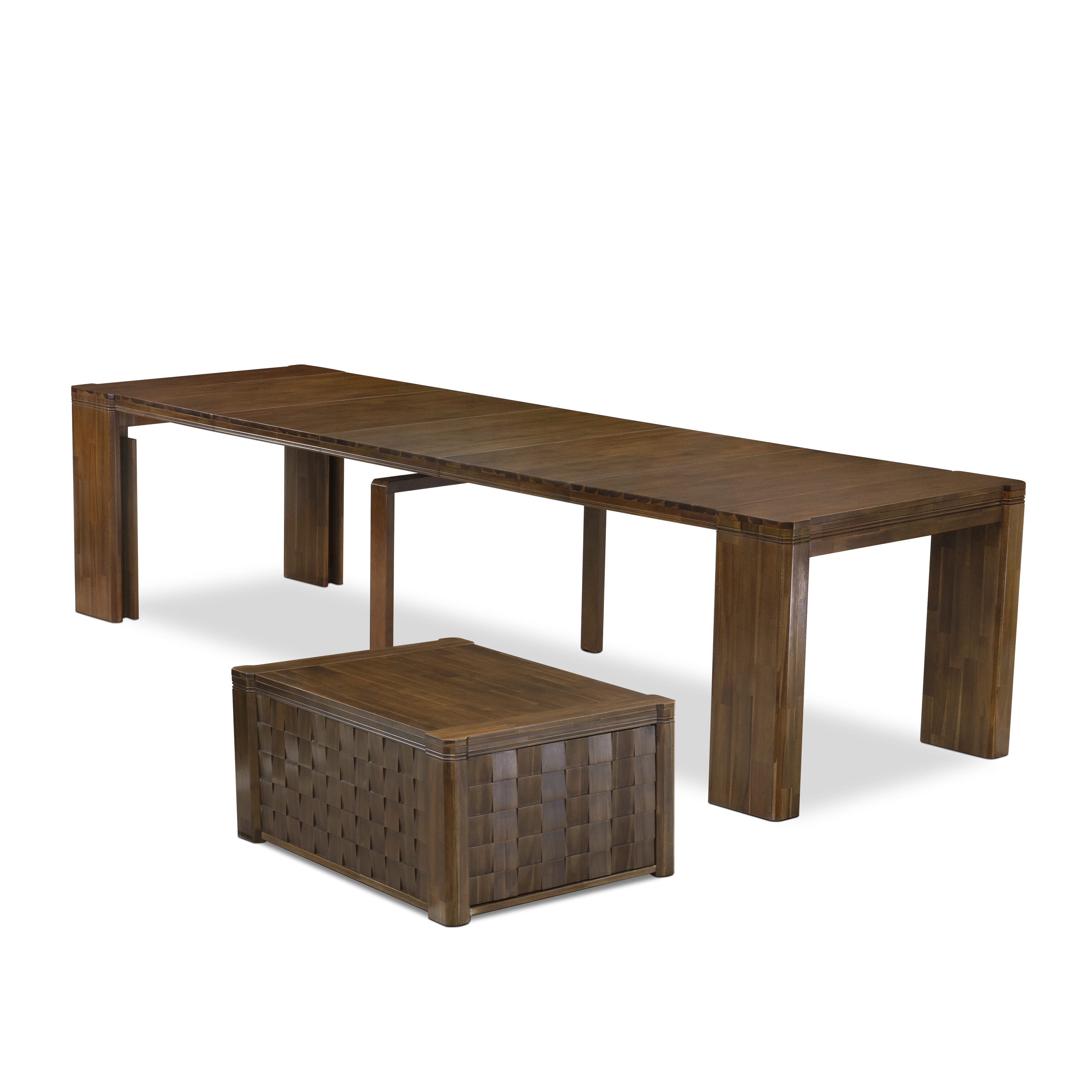 Luxe East West Furniture X0000-0C8-00 2-piece Mid-Century Dining Table Set of a consists Rectangular Modern Dining Table with Coffee Table, Antique Walnut.