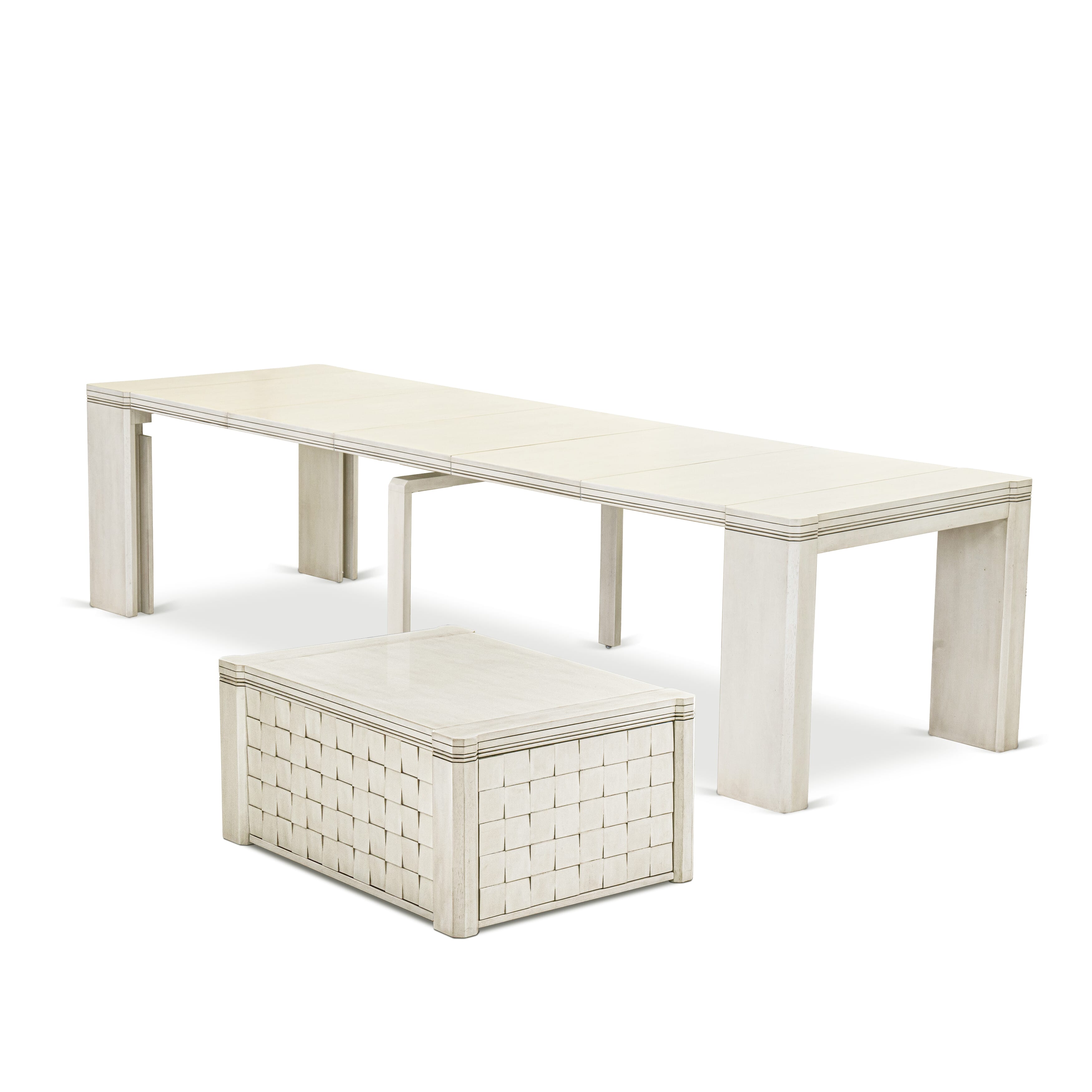 Luxe by East West Furniture X0000-0CW-00 - 2 Pieces Dining Set Includes 1 Extendable Kitchen Table and 1 Coffee Table, Antique White.