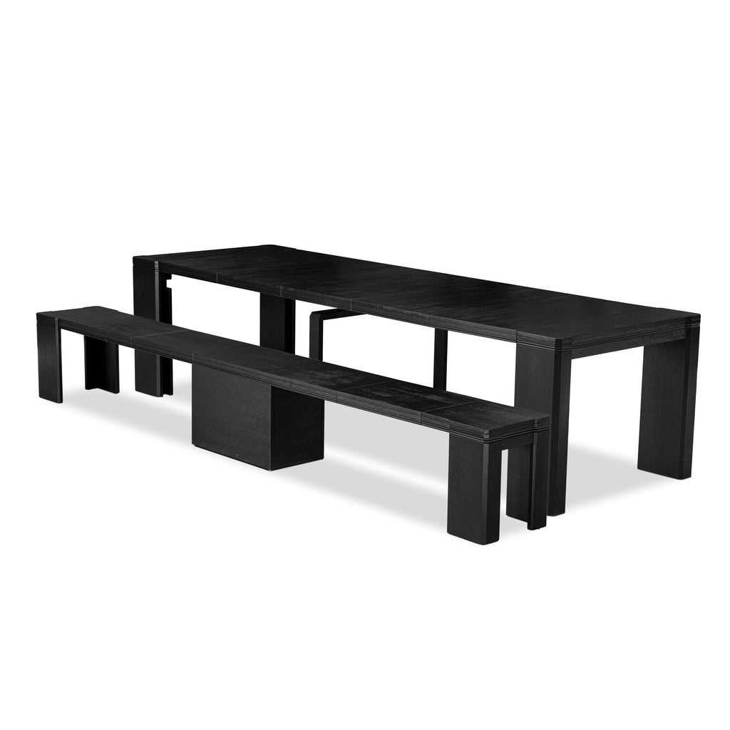 Luxe by East West Furniture - X0000-B06-00 - 2-Piece kitchen table set includes a wire brushed black breakfast table and an antique white wooden bench