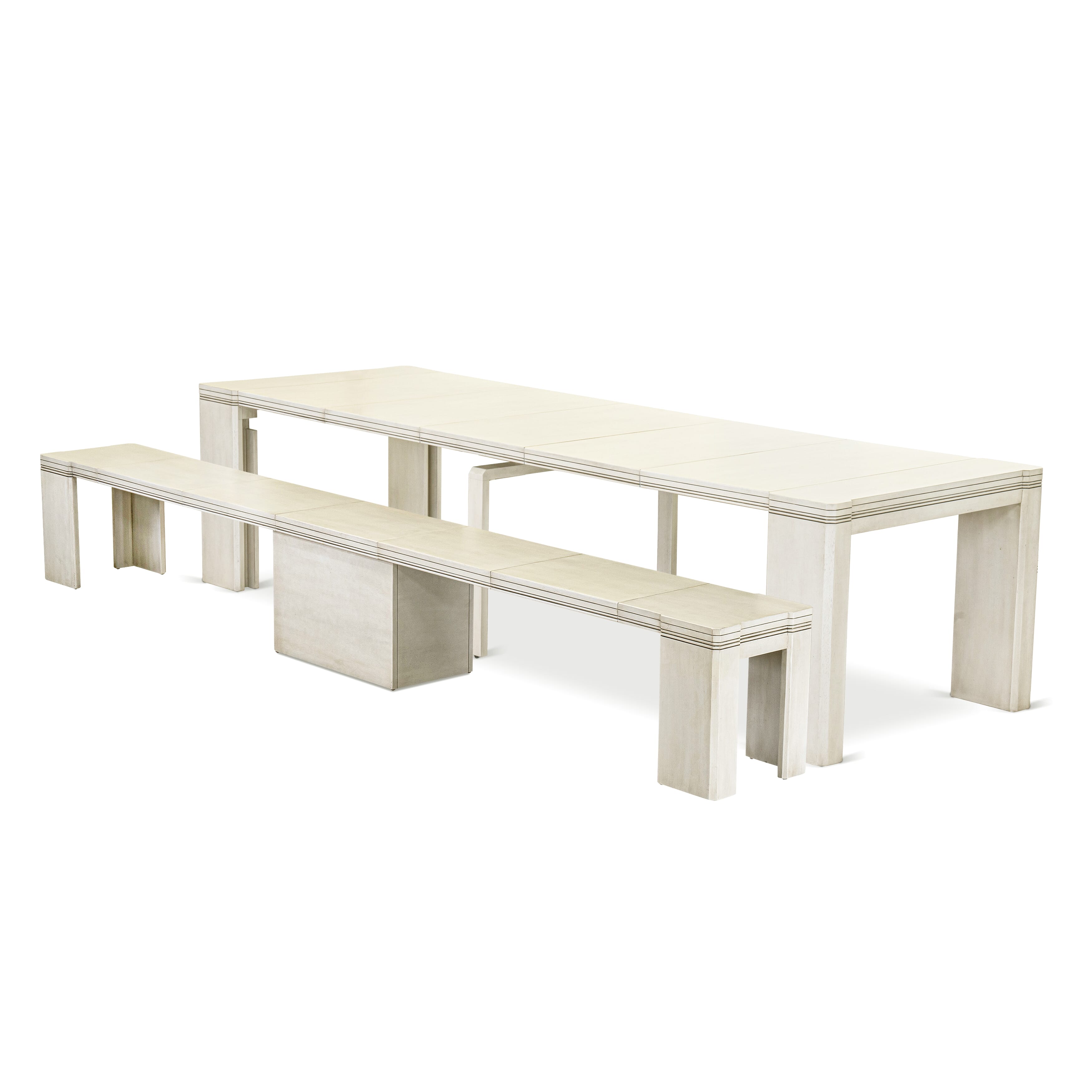 Luxe by East West Furniture X0000-B0W-00 - 2 Pieces Extendable Dining Set Includes 1 Extendable Kitchen Table and a Modern Bench, Antique White.