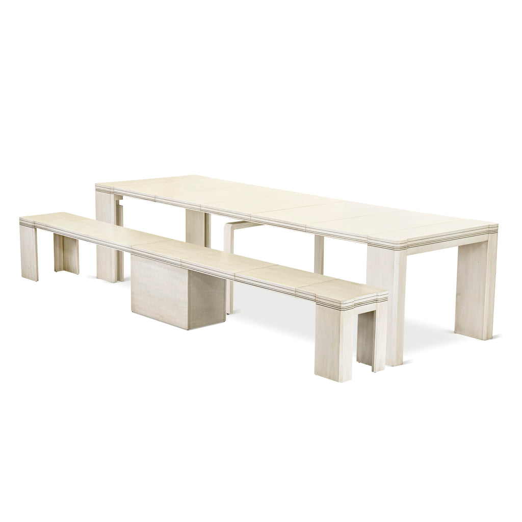 Luxe by East West Furniture X0000-B0W-00 - 2 Pieces Extendable Dining Set Includes 1 Extendable Kitchen Table and a Modern Bench, Antique White.