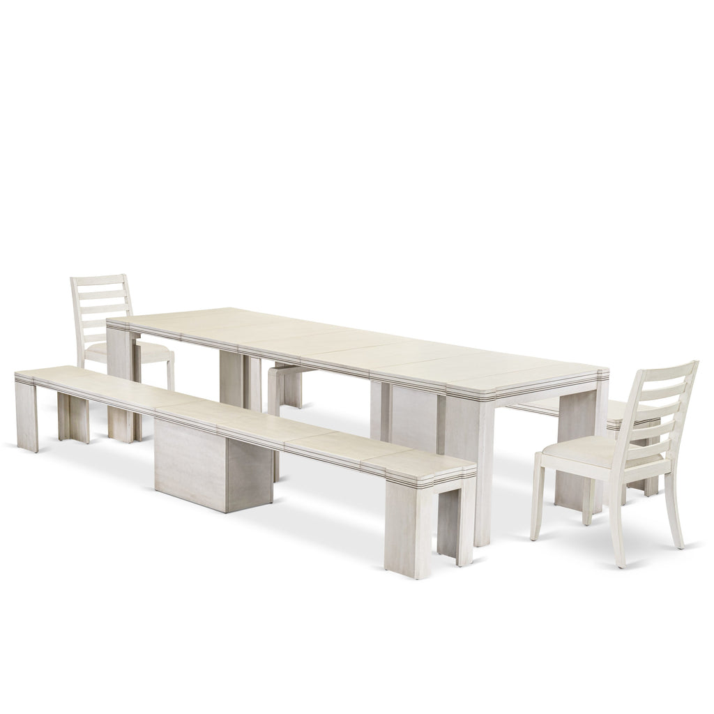 Luxe by East West Furniture X02X1-20W-01 - Juego de comedor extensible de 5 piezas que incluye una mesa de cocina rectangular