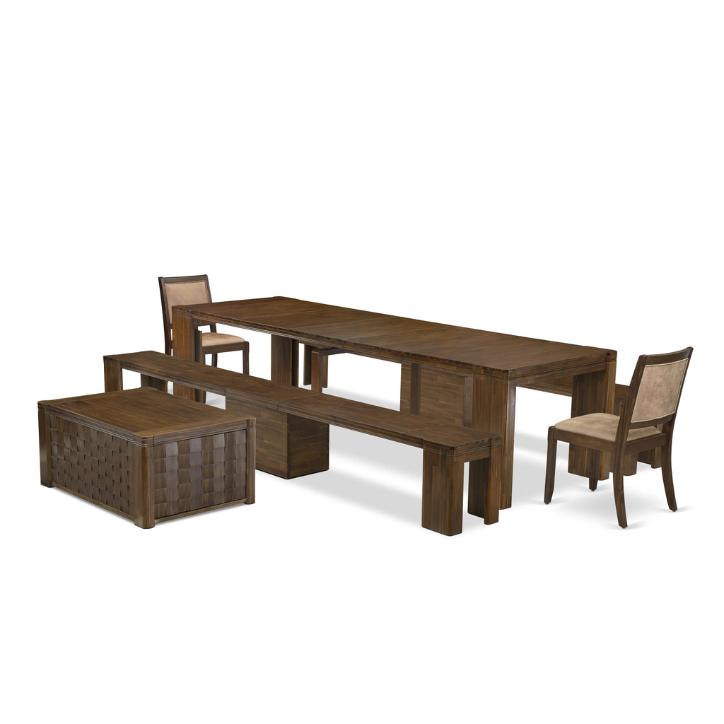 Luxe by East West Furniture X02X2-2C8-28 -6 Pieces Extendable Dining Set Includes a Rectangle Kitchen Table