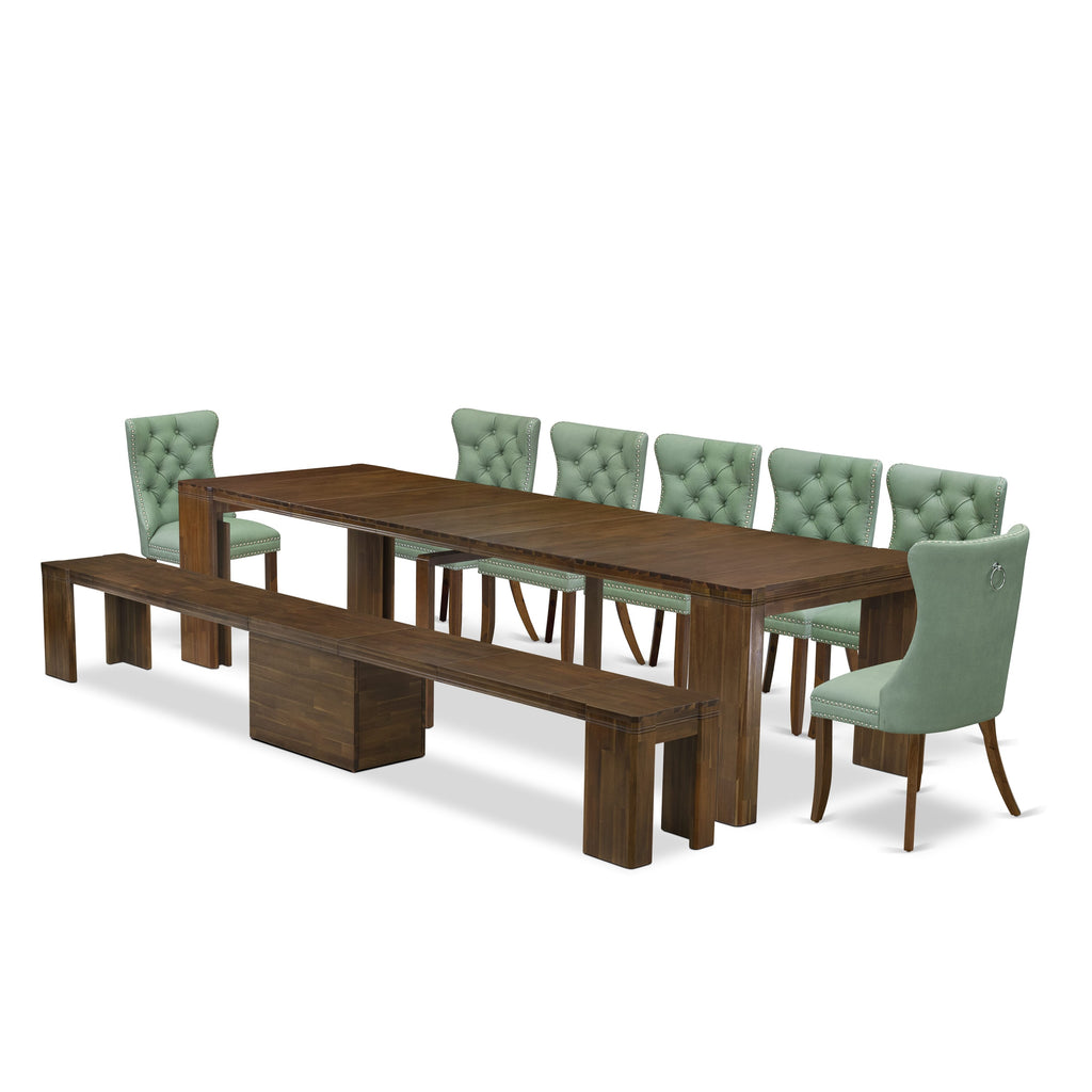 Luxe by East West Furniture X07DA-B08-22 - Juego de comedor extensible de 9 piezas que incluye una mesa de cocina rectangular