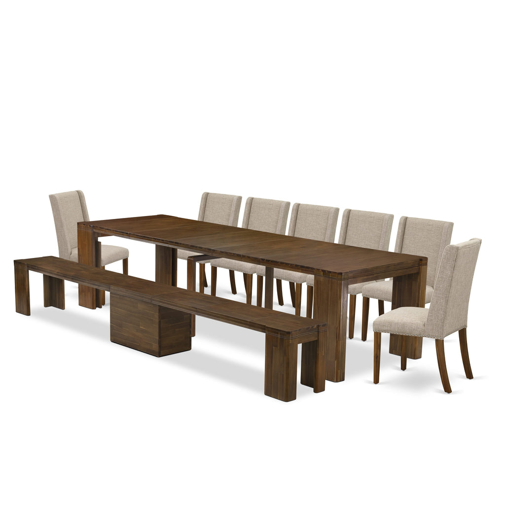 Luxe by East West Furniture X07FL-B08-04 - Juego de comedor extensible de 9 piezas que incluye una mesa de cocina rectangular