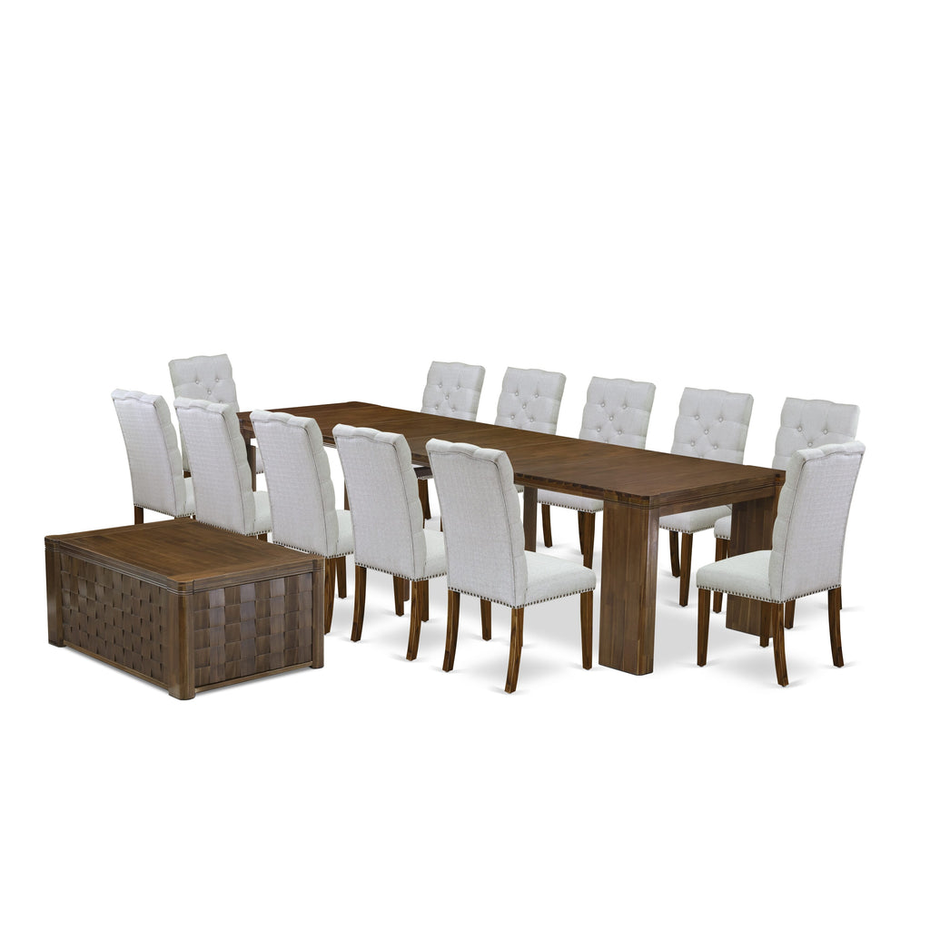 Luxe by East West Furniture X12EL-0C8-05-14 Pieces Extendable Dining Set Includes a Rectangle Kitchen Table