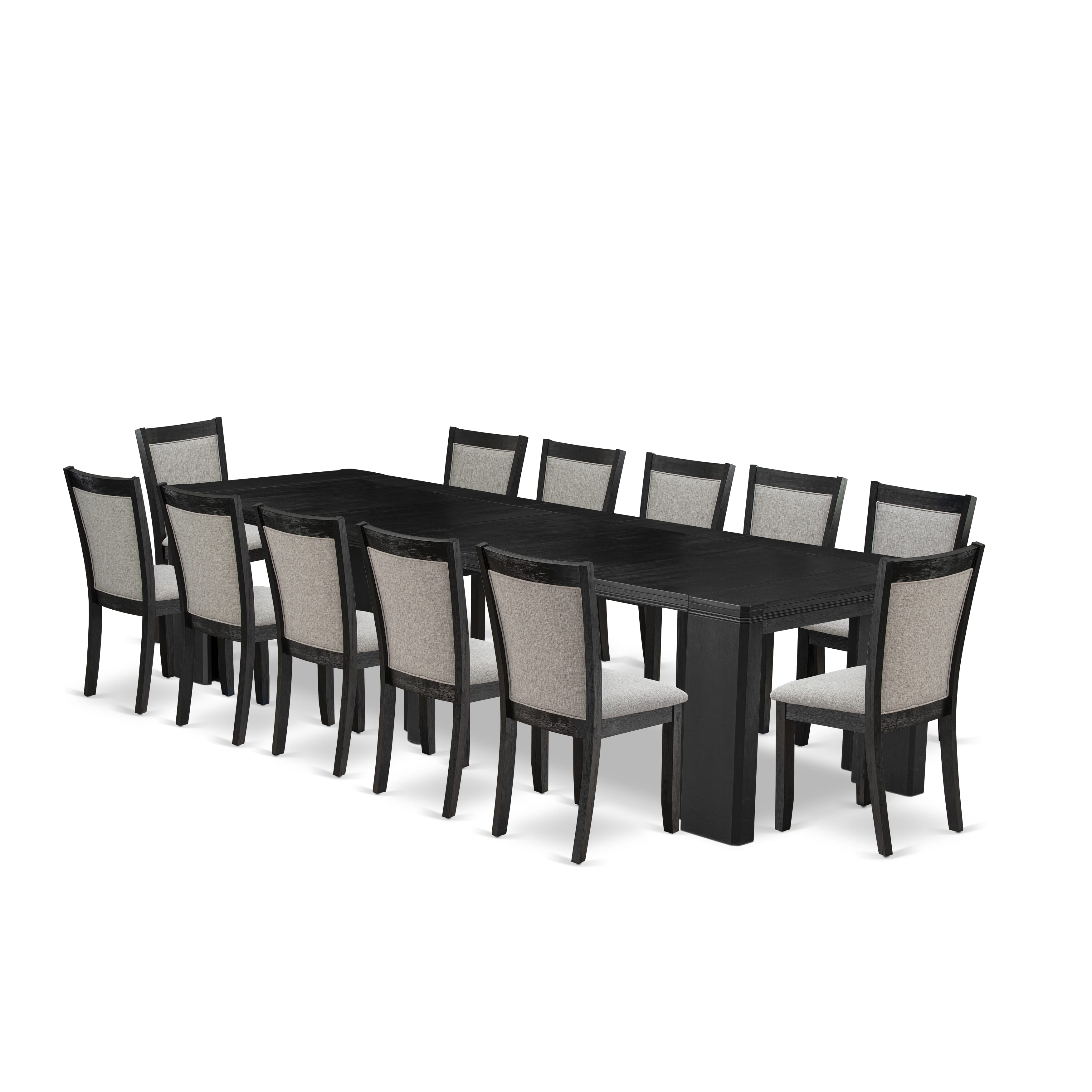 Luxe East West Furniture X12MZ-006-06 Juego de mesa de comedor de 13 piezas, una mesa de comedor rectangular y 12 sillas de comedor de tela de lino Shitake