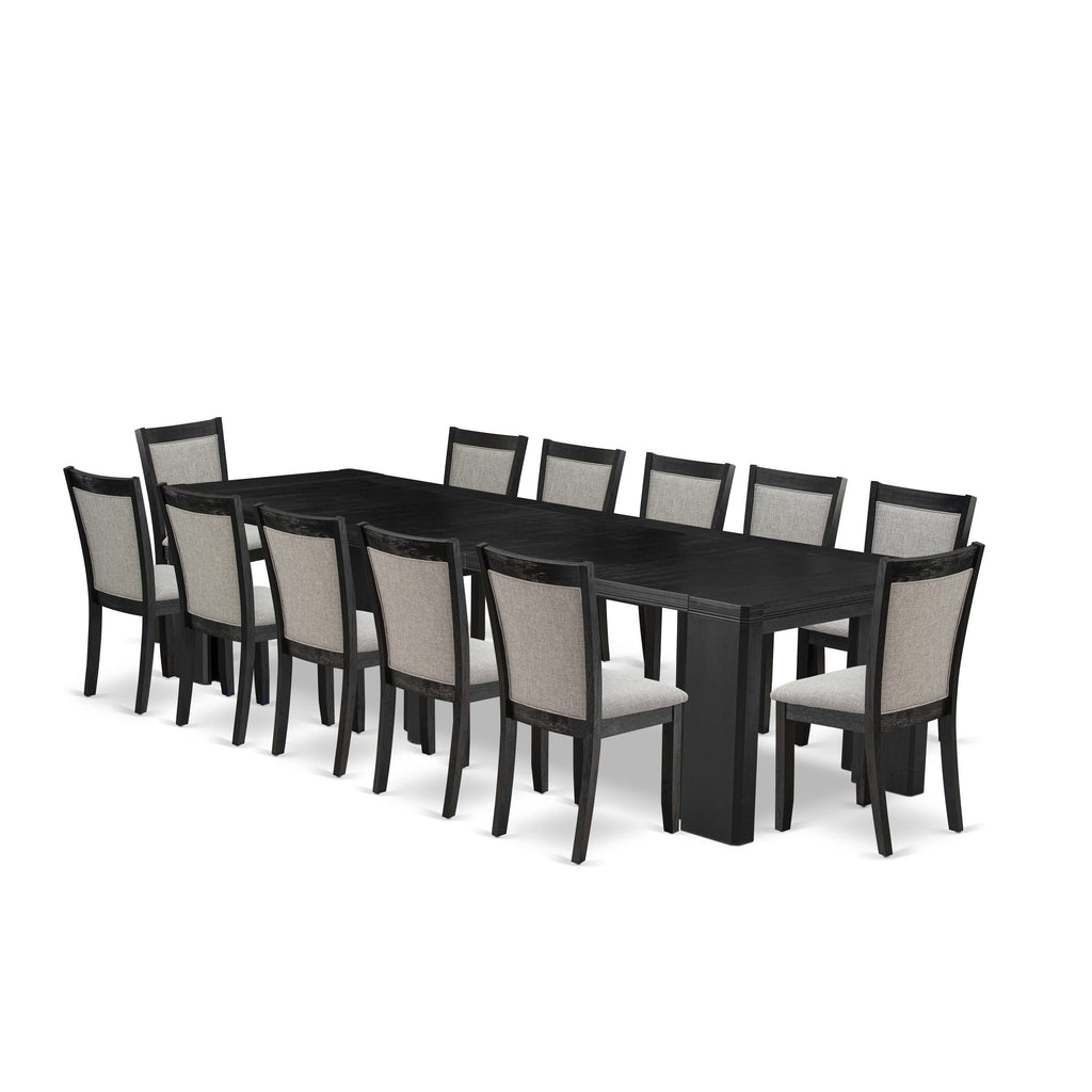 Luxe East West Furniture X12MZ-006-06 Juego de mesa de comedor de 13 piezas, una mesa de comedor rectangular y 12 sillas de comedor de tela de lino Shitake