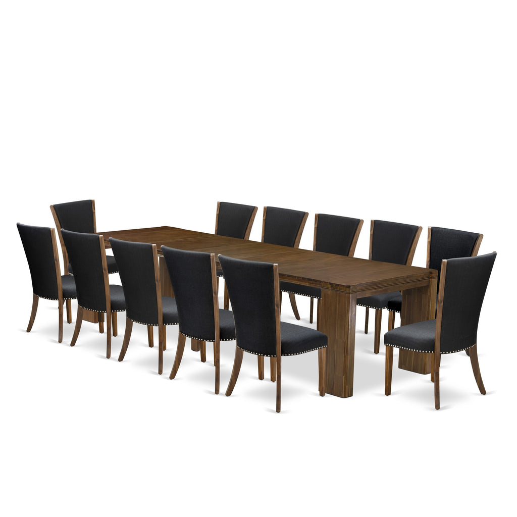 Juego de comedor extensible Luxe by East West Furniture X12VE-008-24-13 piezas. Incluye una mesa de cocina rectangular y 12 sillas de comedor.