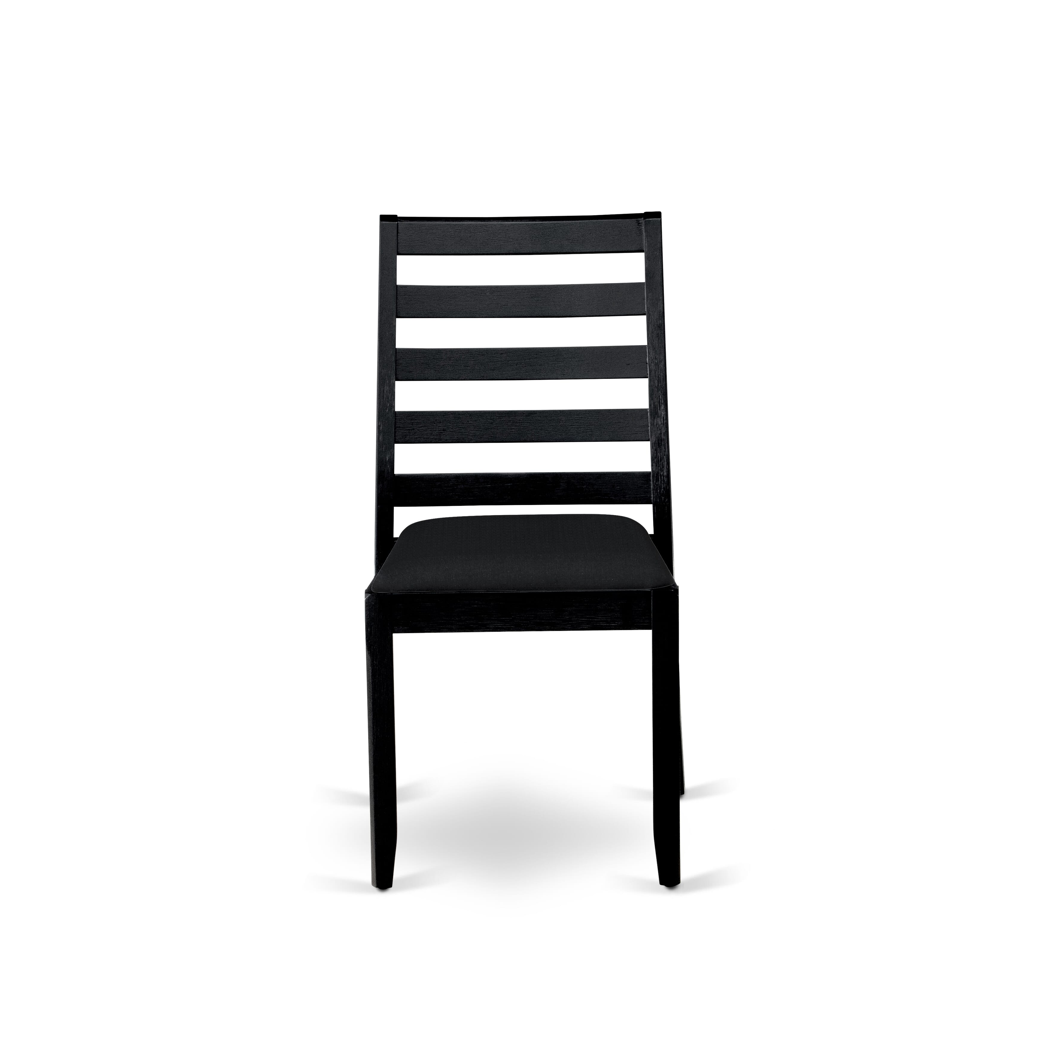 V676X1624-7 - 7-pc dining table set - a dining room table & 6 stackable chairs with Black Linen Fabric - Wire-brushed Black