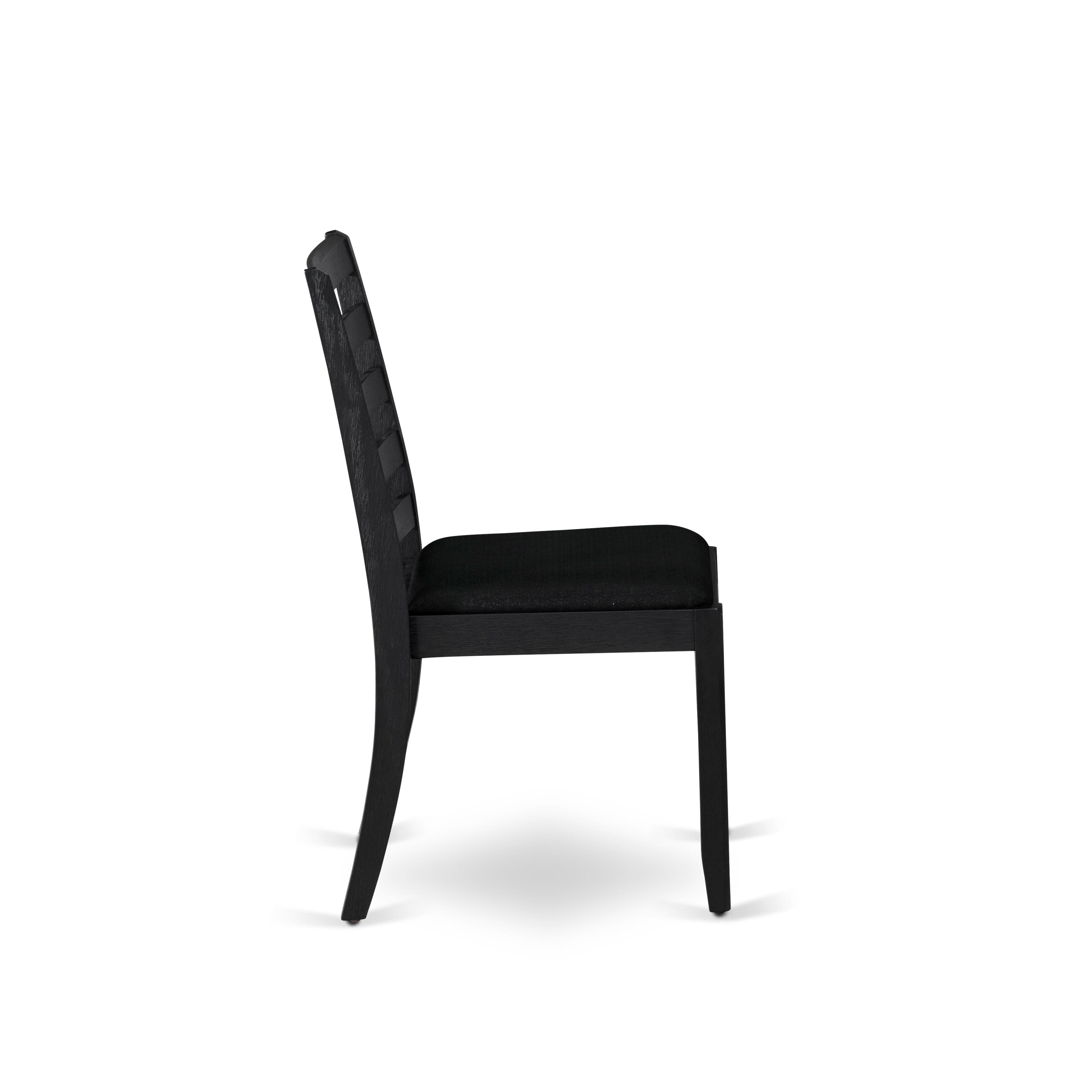 East West Furniture DUX15-BLK-24 -5 Piece Dining Set Includes a Rectangular Table and 4 Stackable Faux Leather Chairs, Black