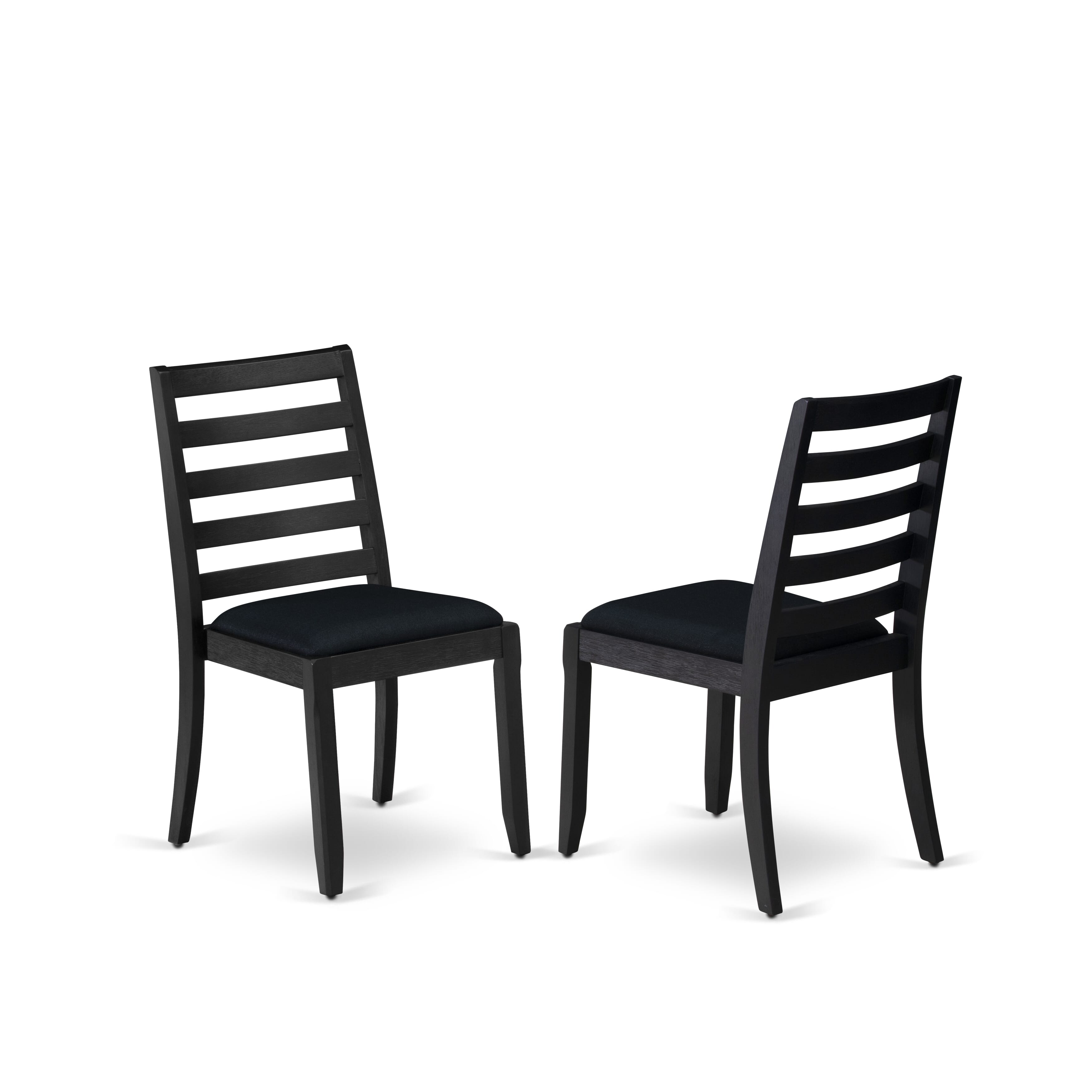 V677X1624-6 - 6-pc kitchen set - a table & a Bench & 4 stackable dining chairs with Black Linen Fabric - Wire-brushed Black