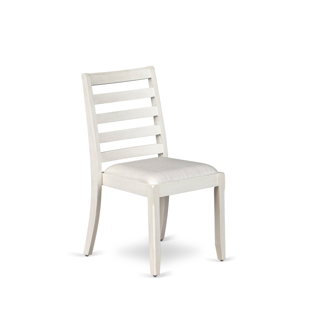 Luxe By East West Furniture X1PWT01 Dining Room Chair with Cream Linen Fabric and upholstered back Antique White Finish
