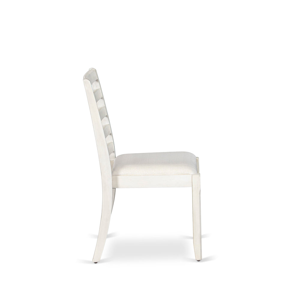 Luxe By East West Furniture X1PWT01 Dining Room Chair with Cream Linen Fabric and upholstered back Antique White Finish