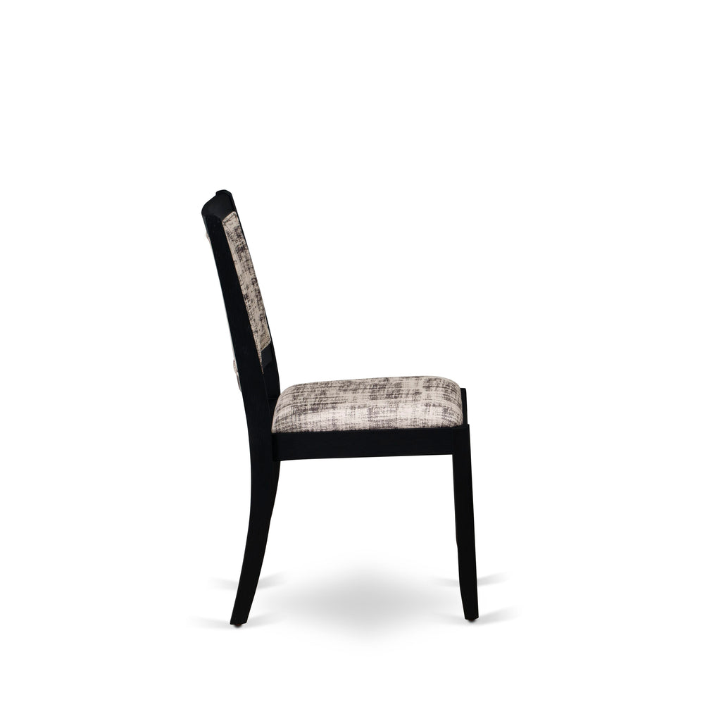 Luxe East West Furniture X02X2-2C6-30 Juego de mesa de comedor de 4 piezas, una mesa de cocina rectangular, un banco de madera y dos sillas apilables de cuero sintético negro cepillado con alambre