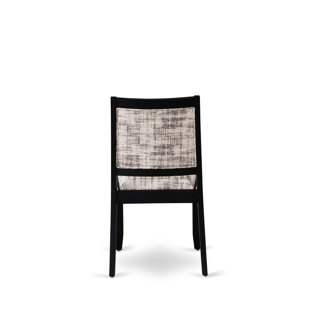 Luxe East West Furniture X02X2-2C6-30 Juego de mesa de comedor de 4 piezas, una mesa de cocina rectangular, un banco de madera y dos sillas apilables de cuero sintético negro cepillado con alambre
