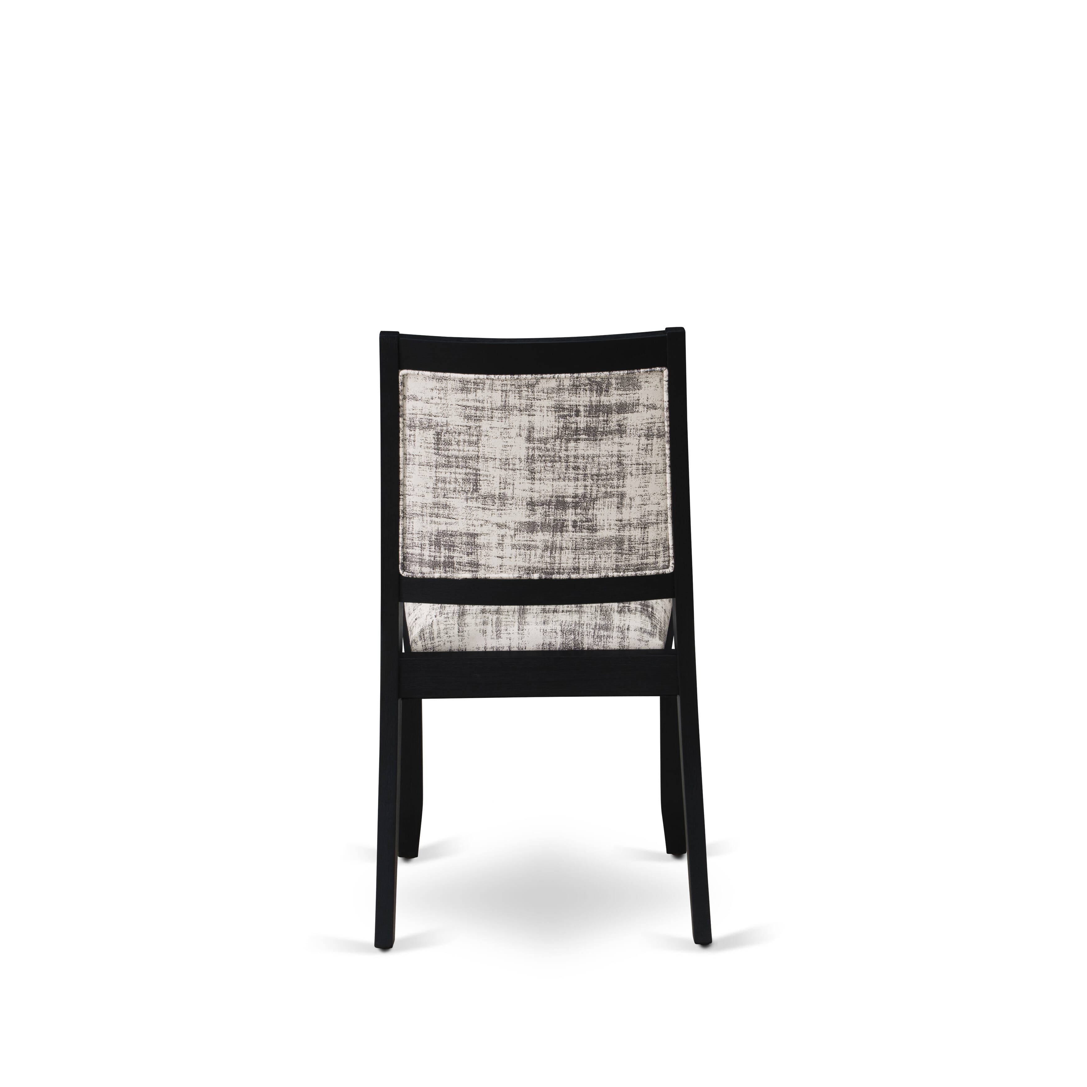 V697X2630-9 - 9-pc kitchen set - a dining table & 8 stackable chairs with White and Gray Pattern Faux Leather Fabric - Wire-brushed Black