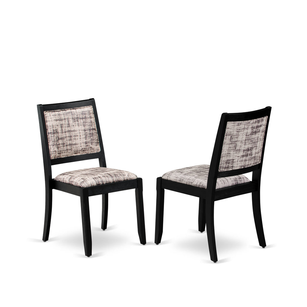 Luxe East West Furniture X02X2-2C6-30 Juego de mesa de comedor de 4 piezas, una mesa de cocina rectangular, un banco de madera y dos sillas apilables de cuero sintético negro cepillado con alambre