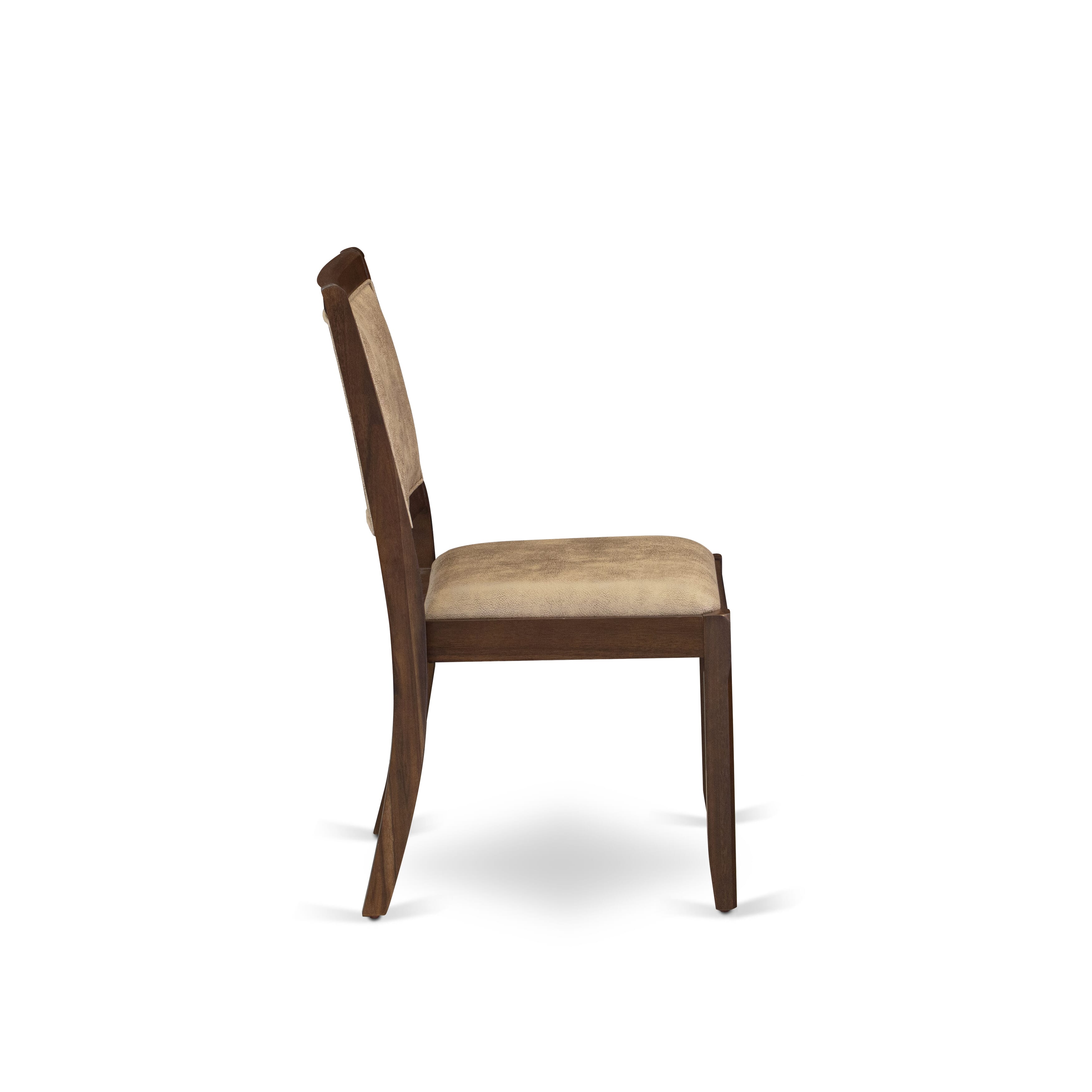 HBX23-AWA-28 3-piece Kitchen Table Set includes a Round Table and 2 Brown Texture Leather stackable Chair, Antique Walnut Finish.
