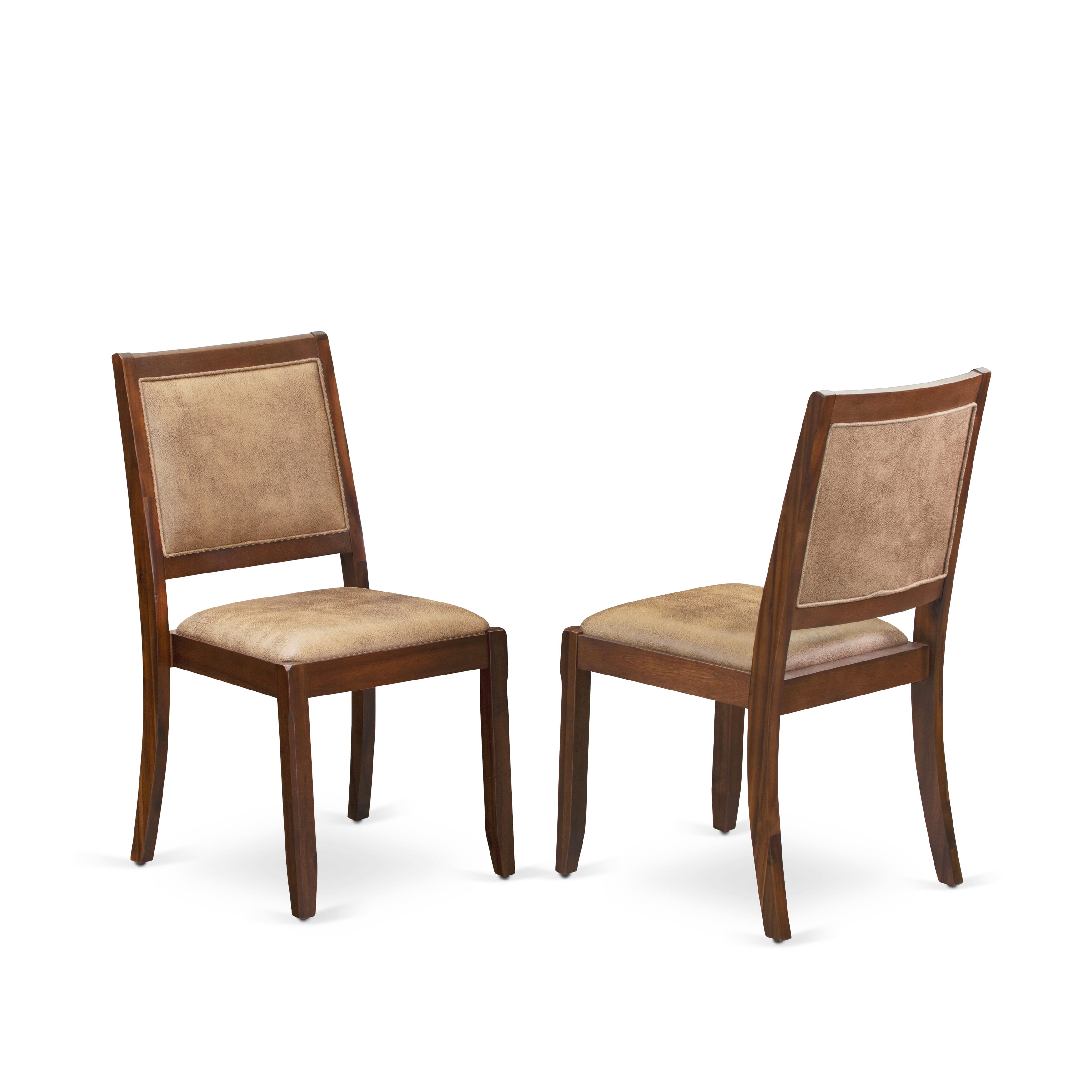 Luxe By East West Furniture X2P8T28 Dining Room Chair with brown textured Faux Leather and upholstered back, Antique Walnut Finish