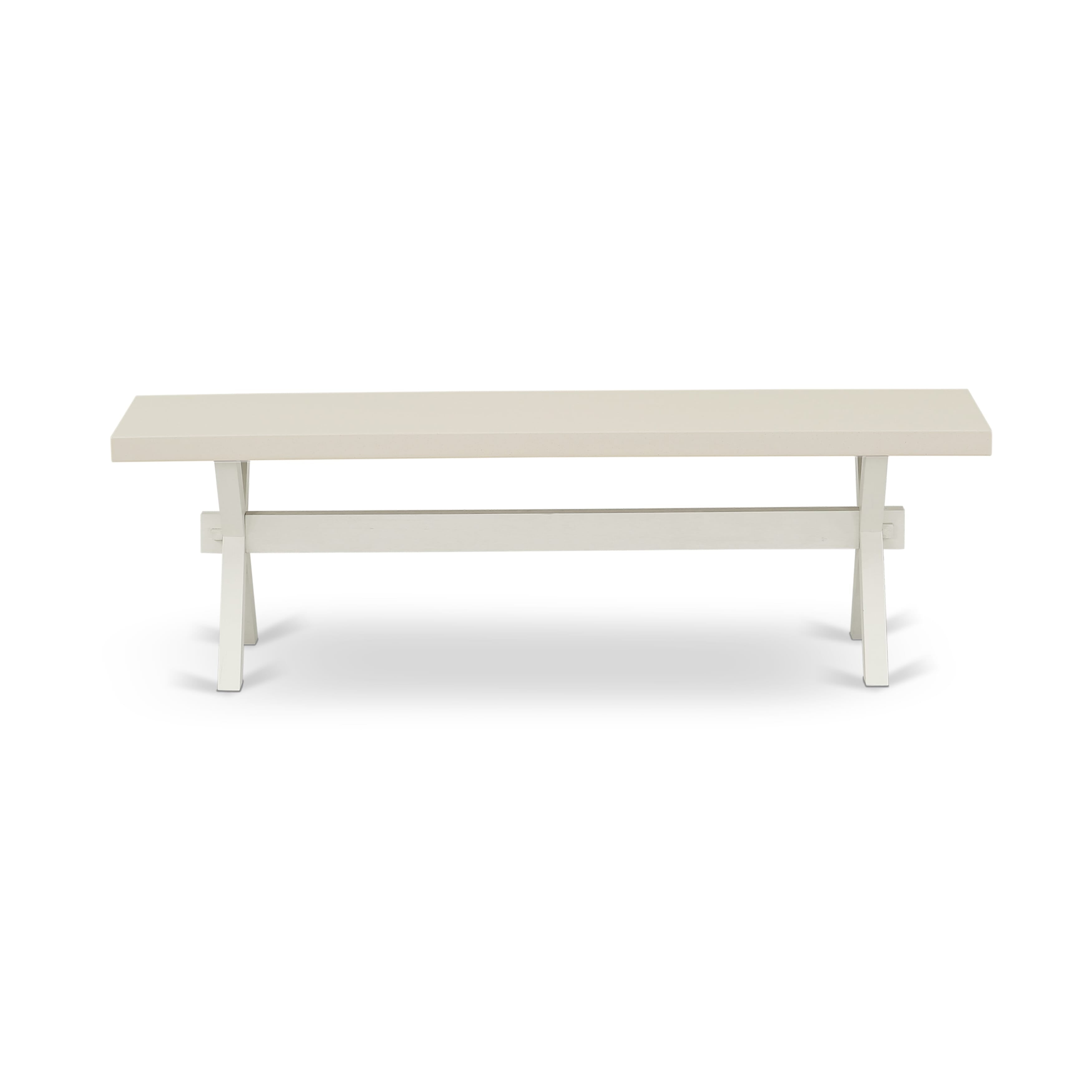 X026BR202-6 6-Piece Table Dining Set-Light Beige Linen Fabric Seat and Button Tufted Chair Back Padded Parson Chairs, a Rectangular Bench and Rectangular top Dining room Table with Solid Wood Legs - linen white and linen white Finish