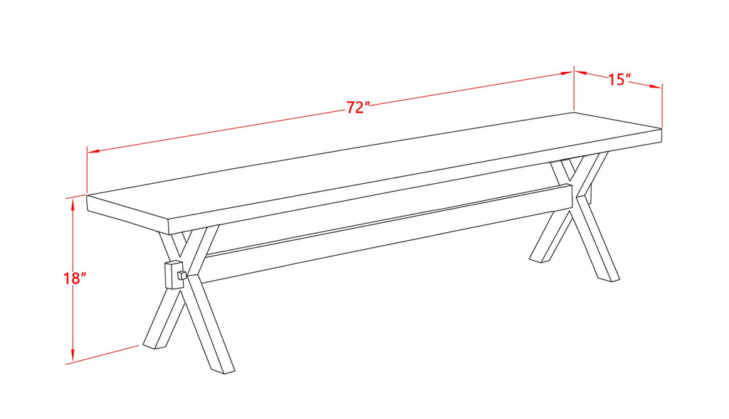 Juego de mesa de comedor de 6 piezas East West Furniture X627EL635-6. Contiene una mesa de comedor rectangular con patas en forma de X y 4 sillas Parson de tela de lino y piel de venado con un banco.