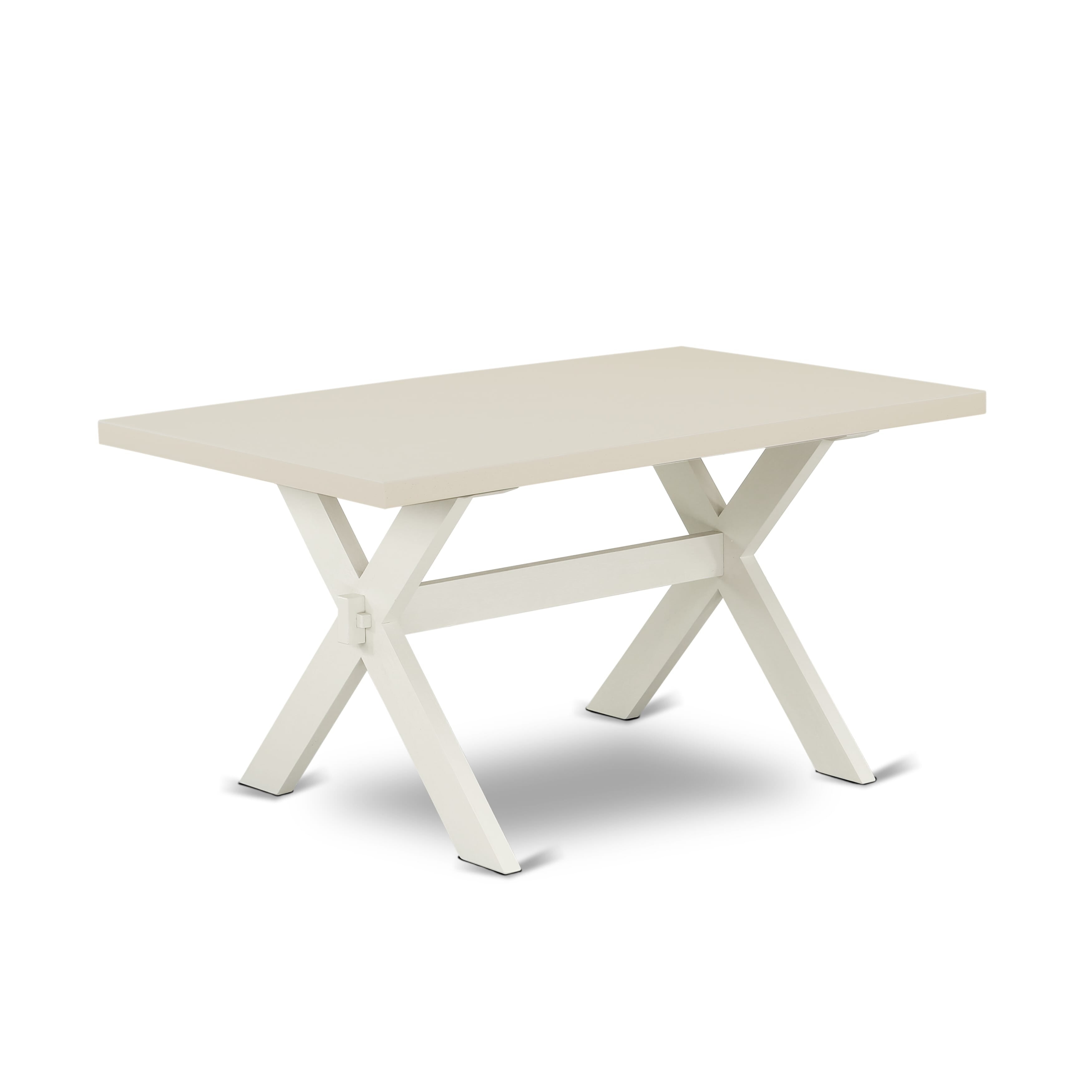 East West Furniture X026MZ001-5 5-Piece Dinette Set Contains a Modern Dining Table and 4 Cream Linen Fabric Mid Century Dining Chairs with Stylish Back - Wire Brushed linen white Finish