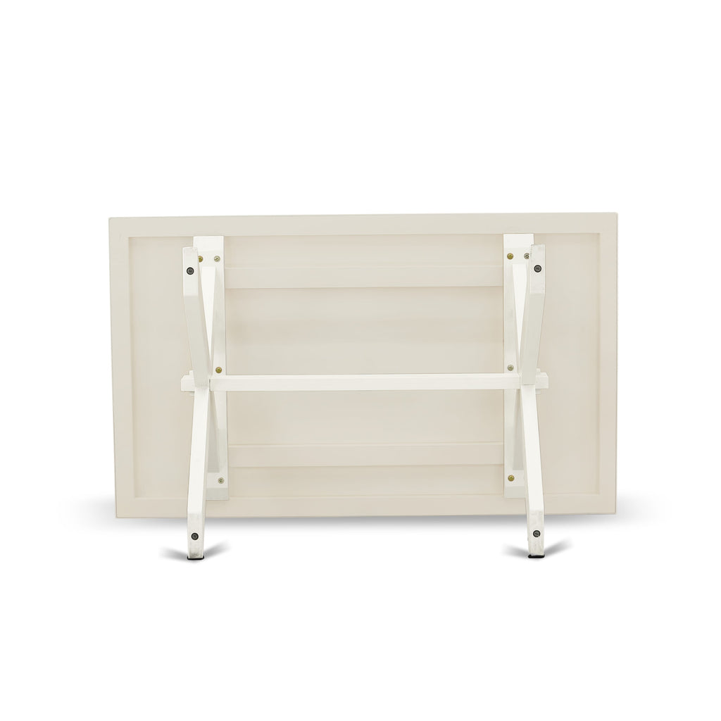 Juego de mesa de comedor de madera de 6 piezas East West Furniture con asiento de tela de lino y respaldo capitoné con botones. Sillas de cocina.
