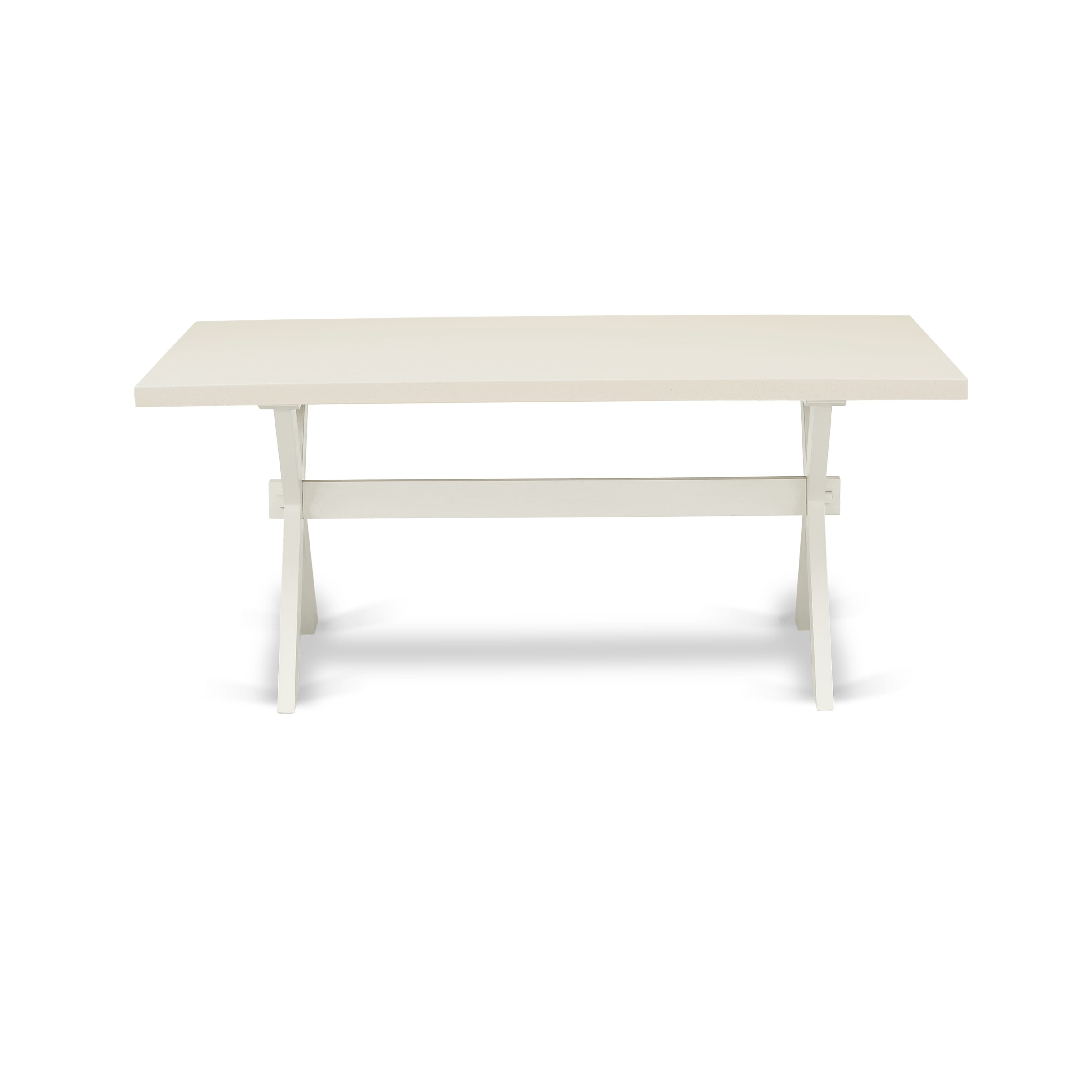 East West Furniture X027LA015-5 5Pc Kitchen Table Set Contains a Dining Room Table and 4 Parsons Chairs with Baby Blue Color Linen Fabric, Medium Size Table with Full Back Chairs, Wirebrushed Linen White Finish